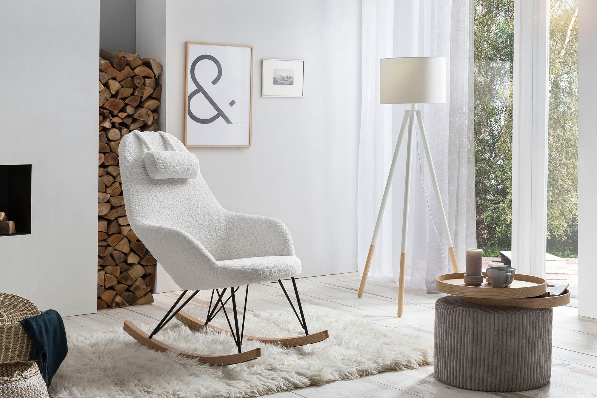SalesFever Schaukelsessel, Exklusiver Bezug in edler Teddyfell-Optik