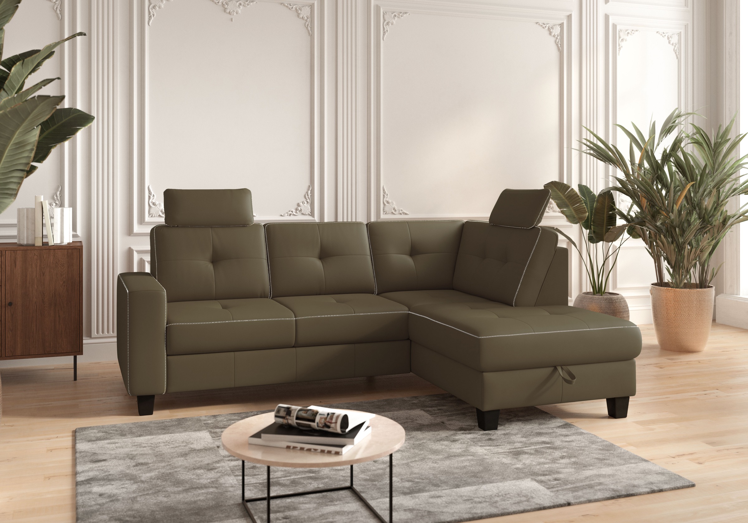 Places of Style Ecksofa »Varese«, wahlweise mit Bettfunktion und Bettkasten