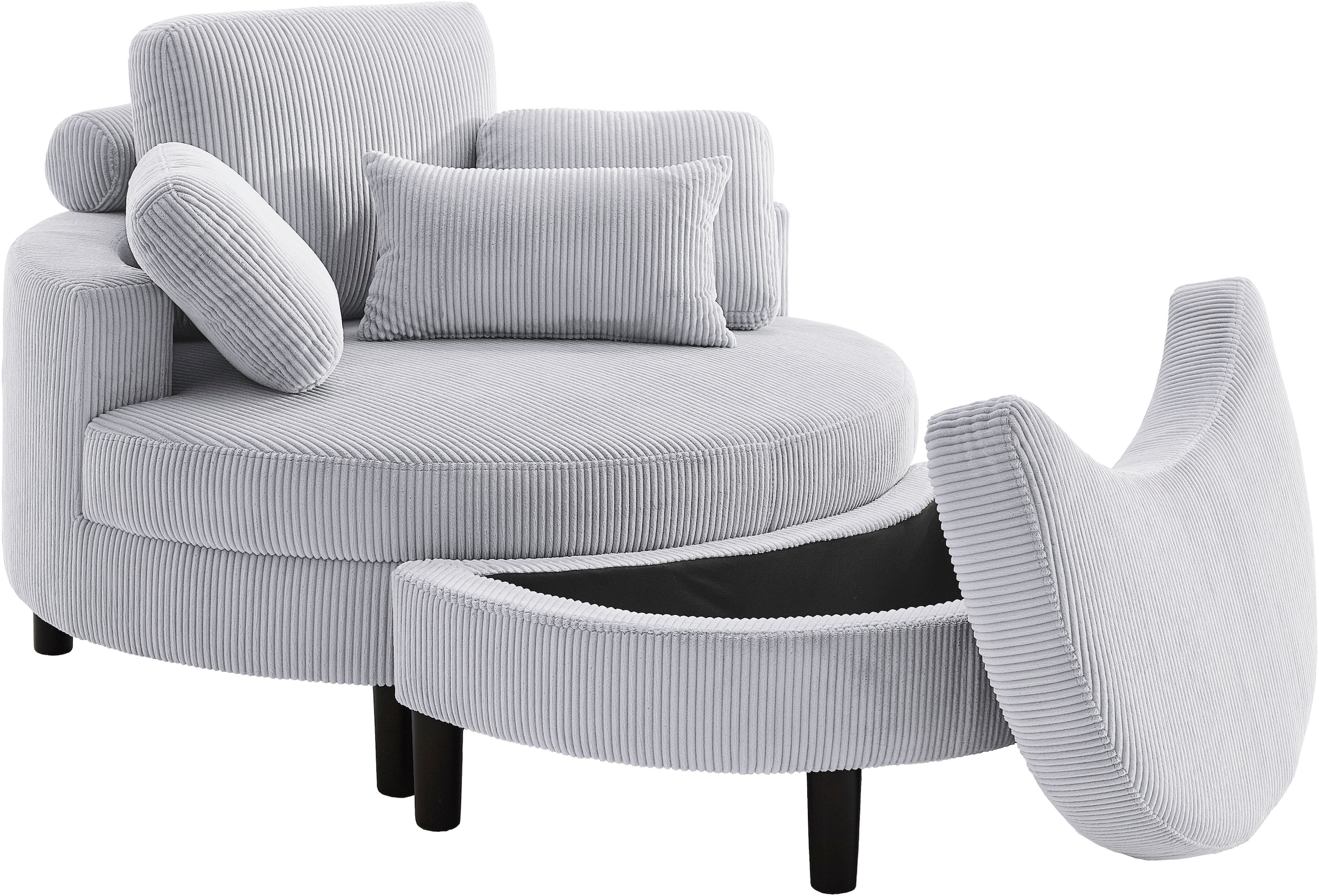 ATLANTIC home collection Loveseat »Ravi«, XXL- Sessel, inklusive Stauraumhocker, Rückenkissen & drei Zierkissen