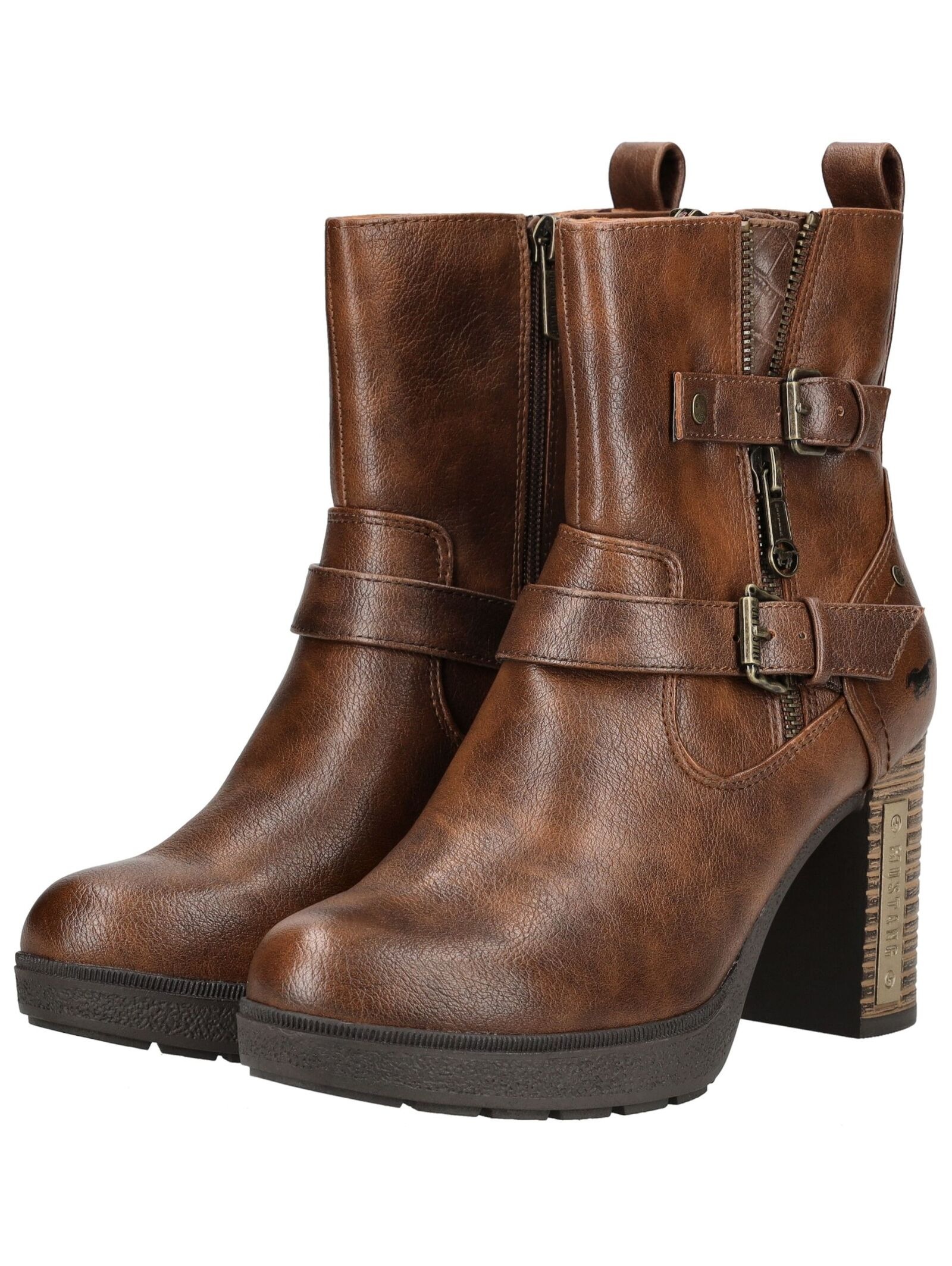 High-Heel-Stiefelette MUSTANG SHOES "Mustang Shoes Stiefelette Lederimitat/Textil", Damen, Gr. 39, braun, Lederimitat, Textil, Schuhe 3