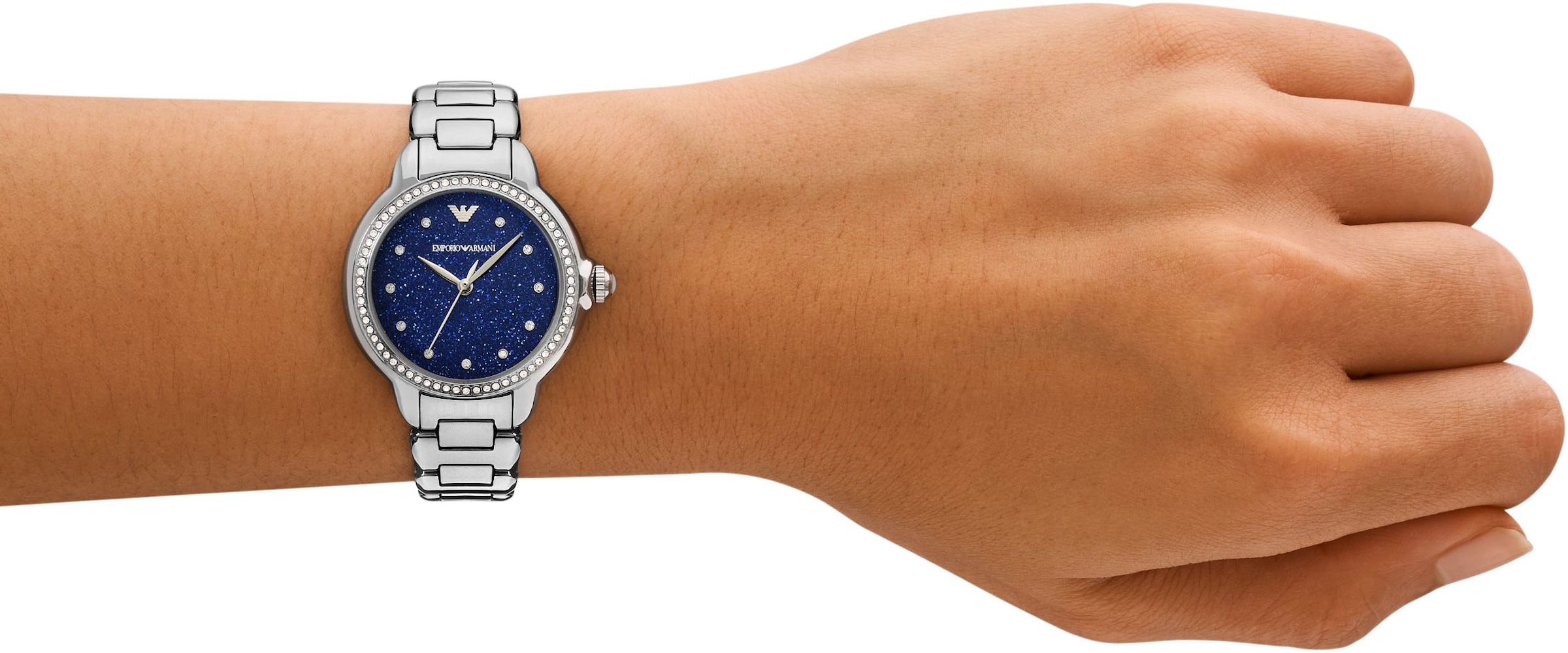 Emporio Armani Quarzuhr, Armbanduhr, Damenuhr, Edelstahlarmband, analog