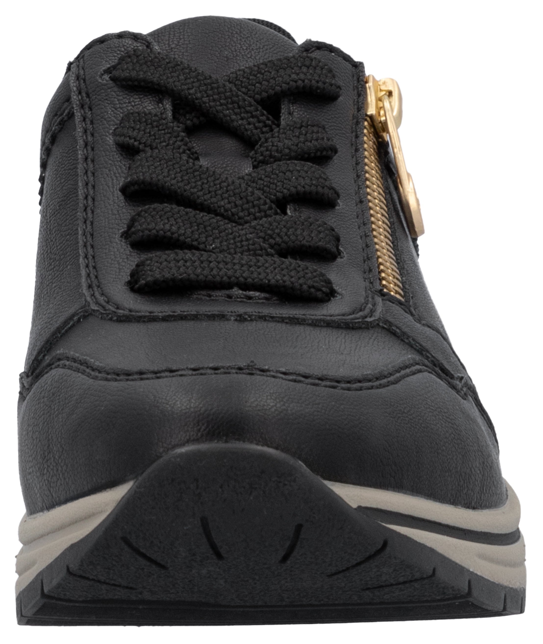 Keilsneaker RIEKER, Damen, Gr. 42, gold (schwarz, goldfarben), Lederimitat, Schuhe, Halbschuh, Schnürschuh, Freizeitschuh mit Soft-Einlage 3