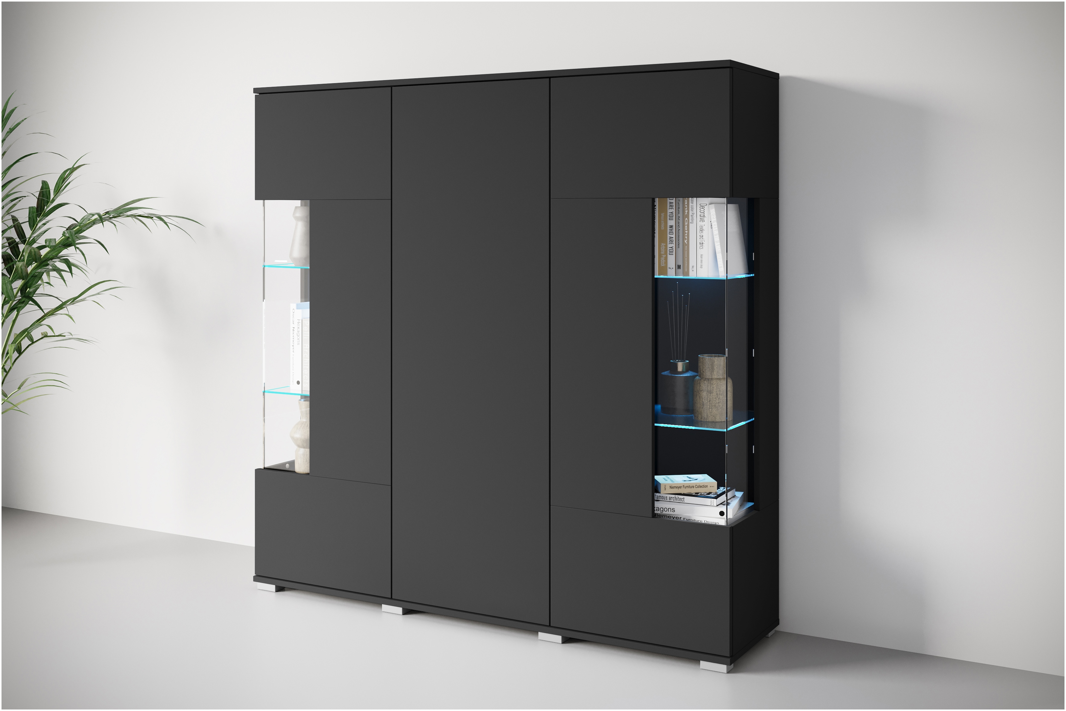 OTTO home "Kenia" 1 Stk. tlg. Modernes Highboard, mit Glastüren, Breite 135 cm