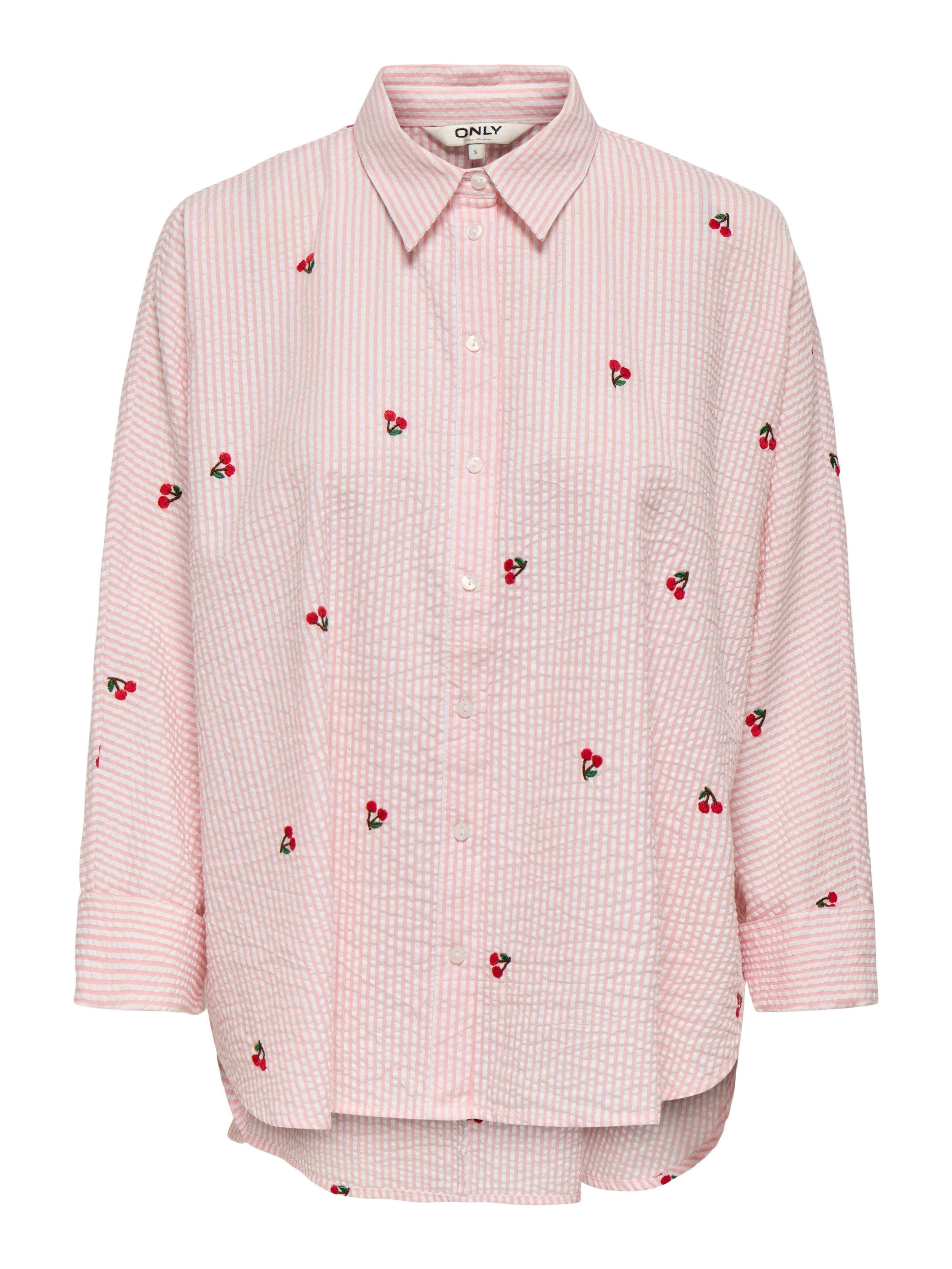 ONLY CARMAKOMA Druckbluse "CARNEW LINA GRACE L/S CHERRY SHIRT WVN"