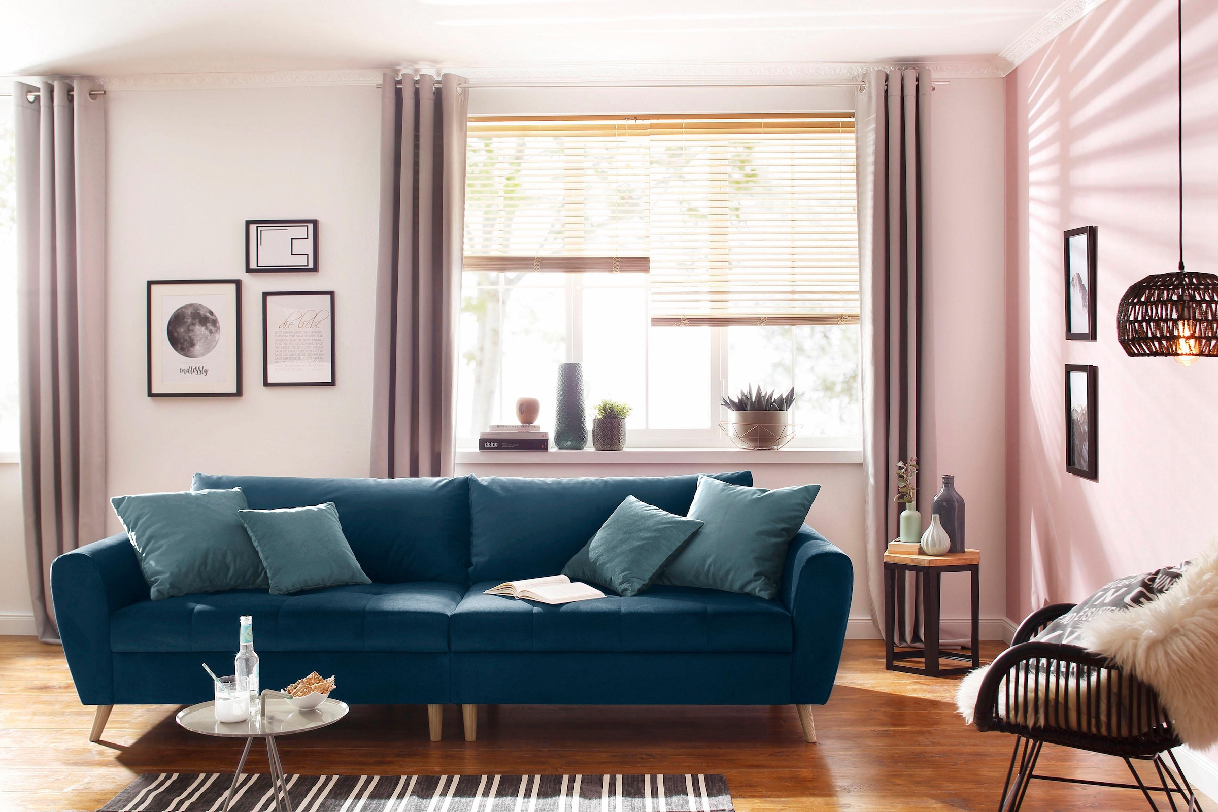 Home affaire Big-Sofa »Penelope«, feine Steppung, lose Kissen,  skandinavisches Design bestellen | BAUR