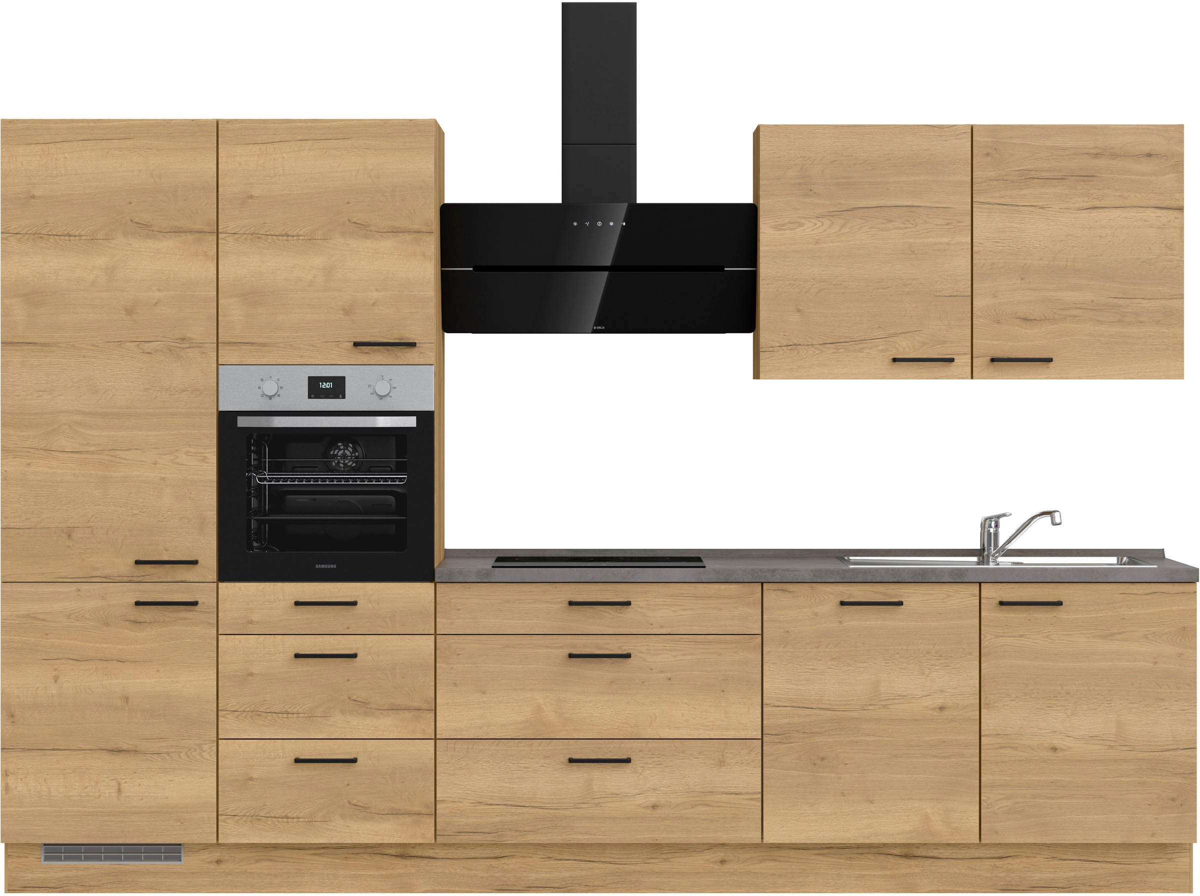 nobilia Küchenzeile ""Structura II", NEU: individuell anpassbar mit gratis Profi-Beratung" vormontiert, Breite 330 cm, Ausrichtung wählbar, wahlw. mit E-Geräten
