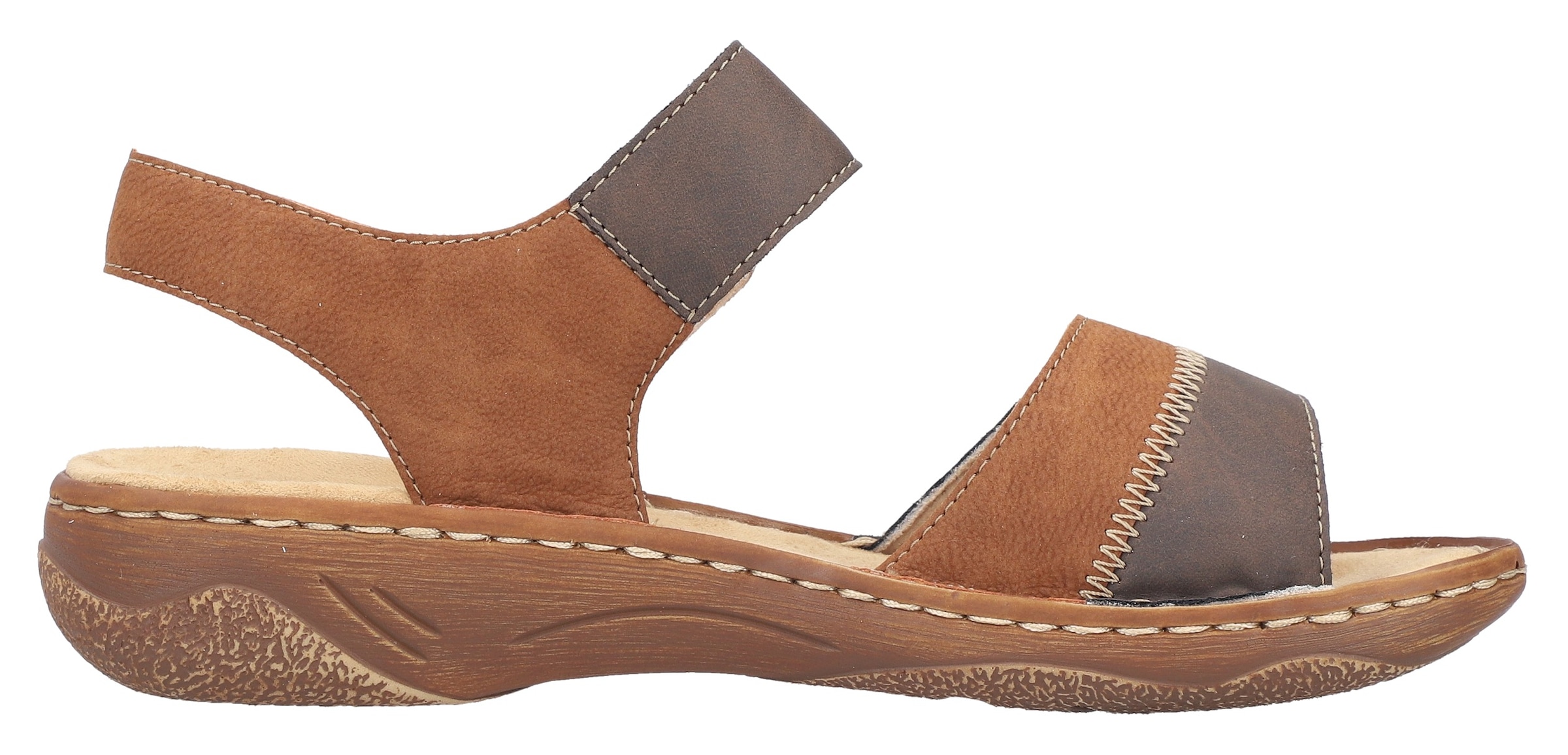 Rieker Sandale, Riemchensandale, Sommerschuh, Sandalette, Klettschuh mit Keilabsatz