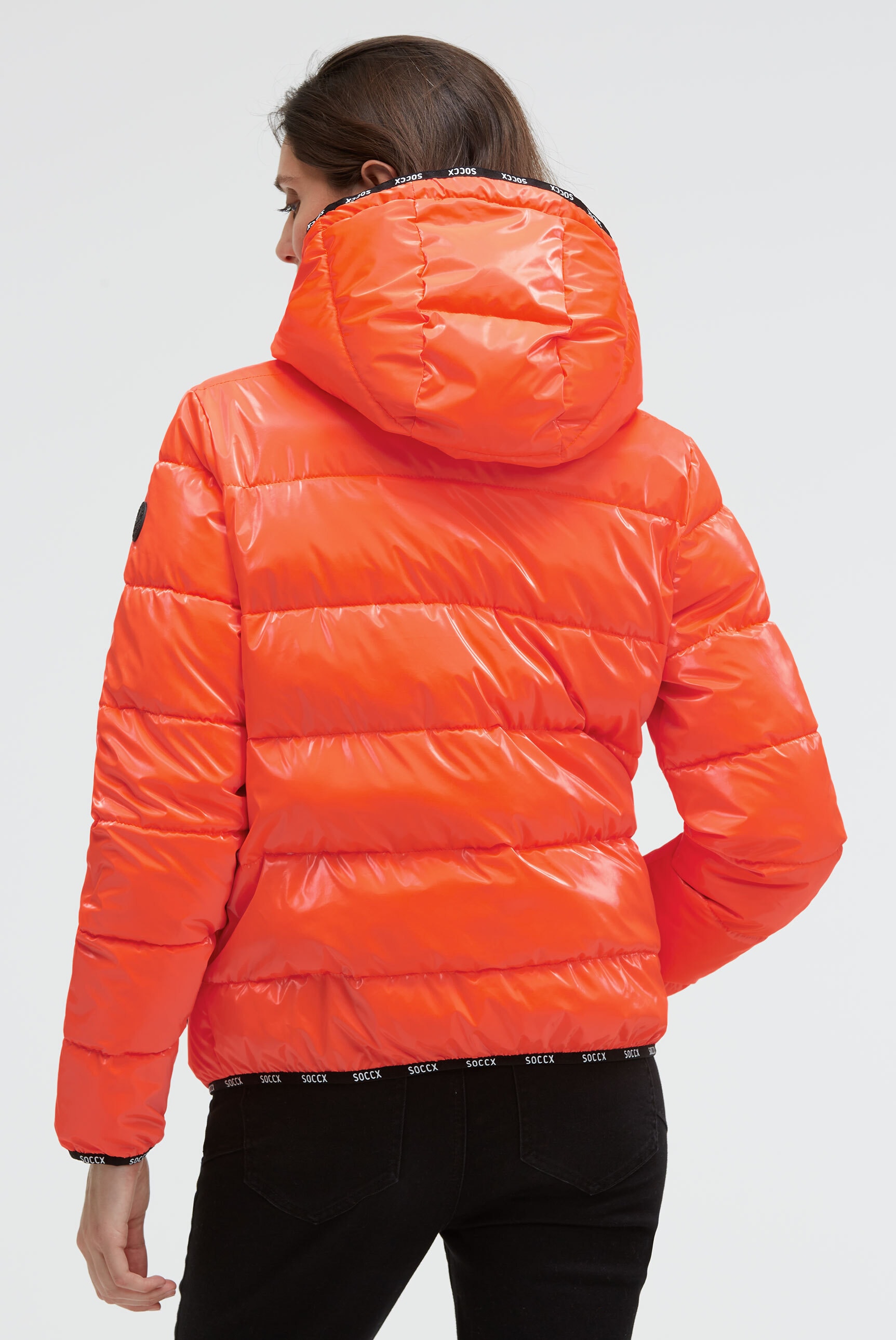 SOCCX Winterjacke, mit Kapuze, mit elastischem Saumabschluss