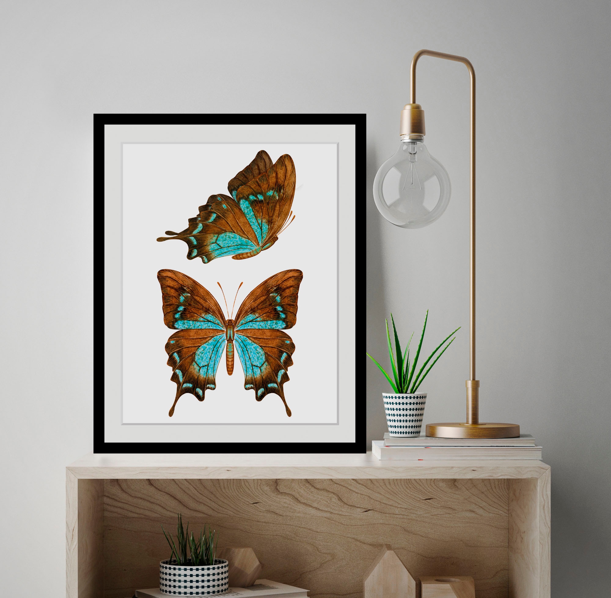 queence Bild »Nala«, Schmetterlinge-Kunst-Insekten, (1 St.), HD Premium Poster-Druck inkl. Holzrahmen