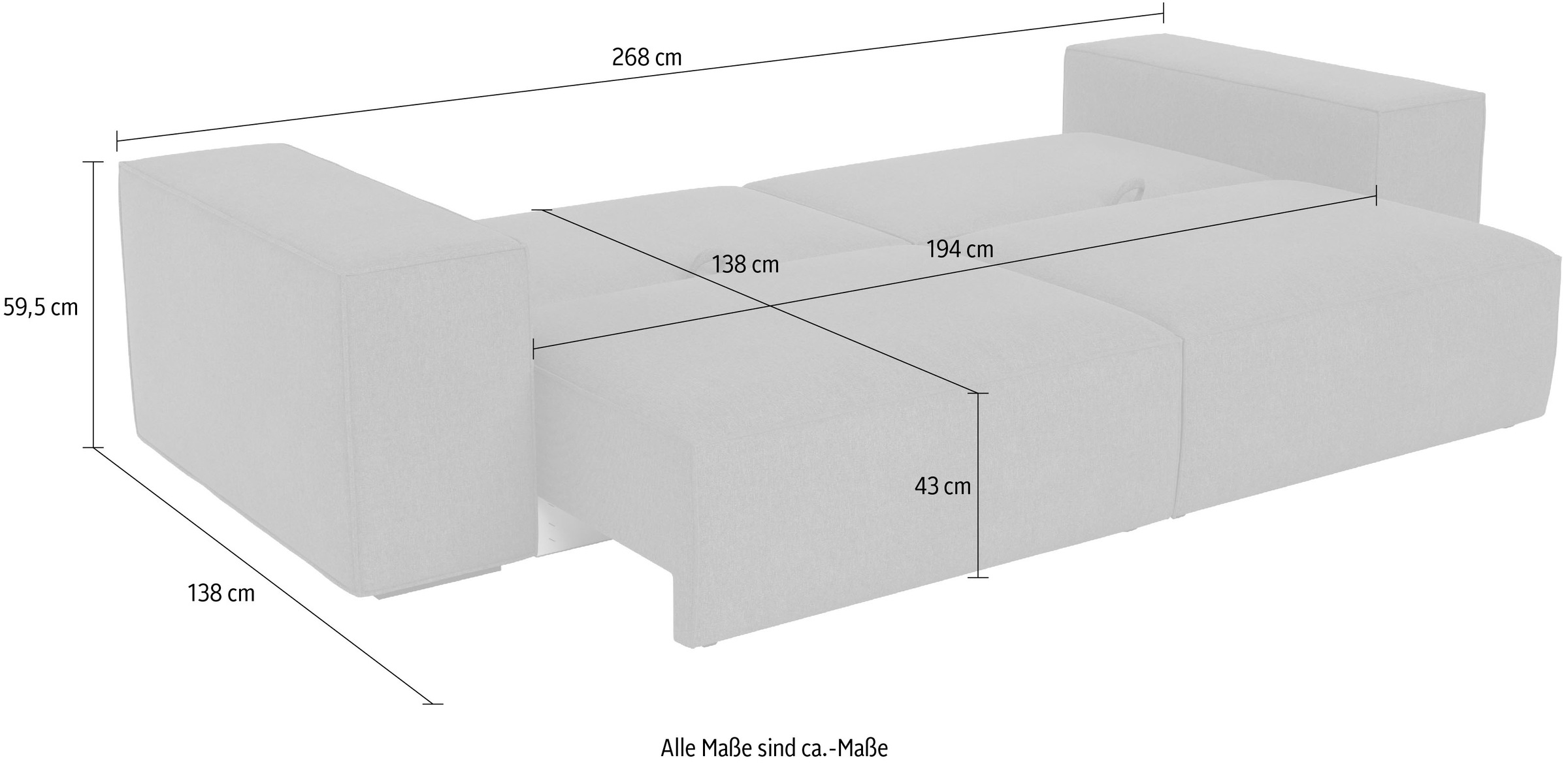 Trends by HG Big-Sofa »CONOR« Schlaffunktion + Bettkasten