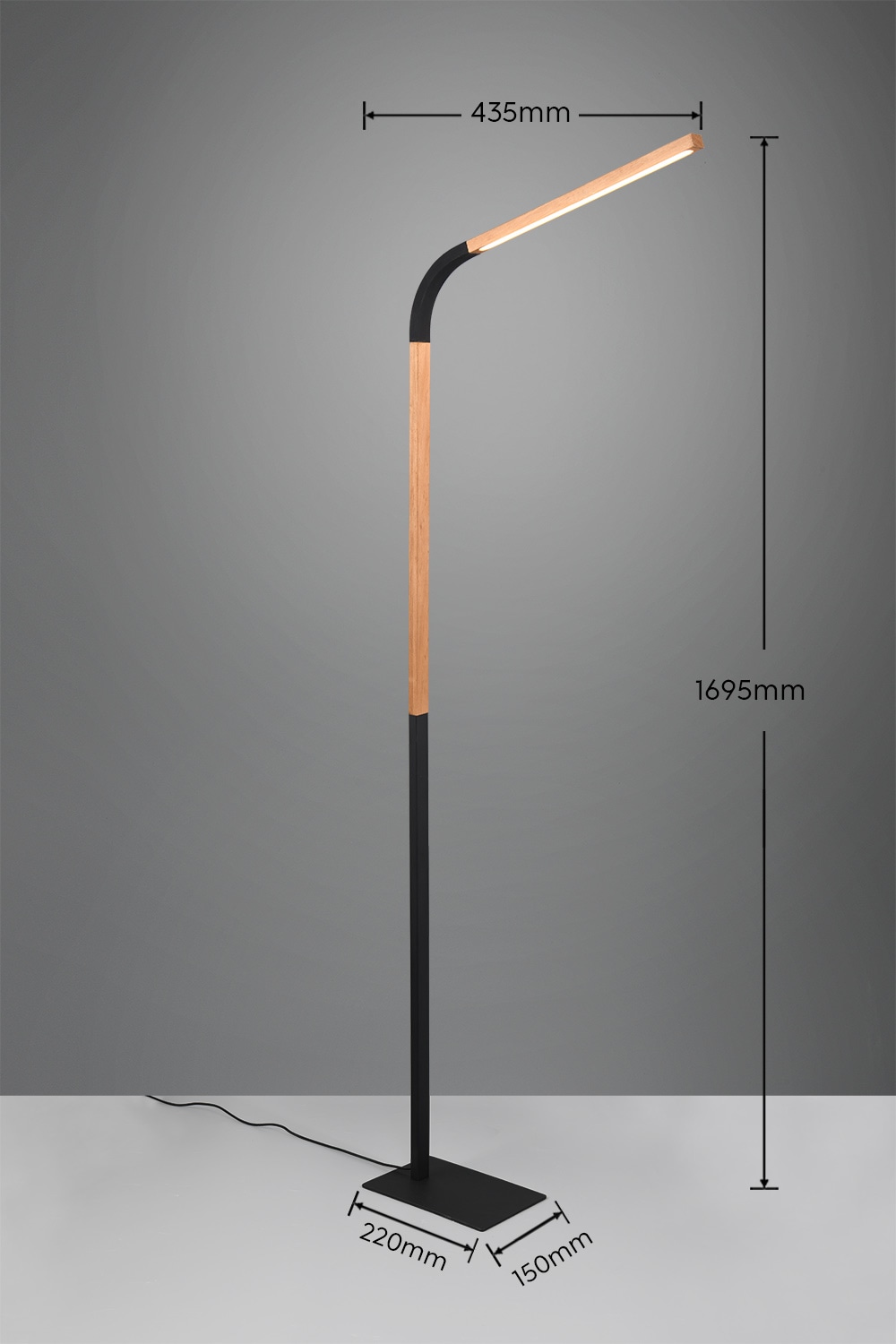 TRIO Leuchten LED Stehlampe »NORRIS, Stehleuchte mit Fußdimmer und Flexarm, Leseleuchte H. 140cm« LED-Board 1 Stk. Warmweiß 11W 1400 Lumen warmweiße LED, dimmbar per Fußschalter (3 Stufen)