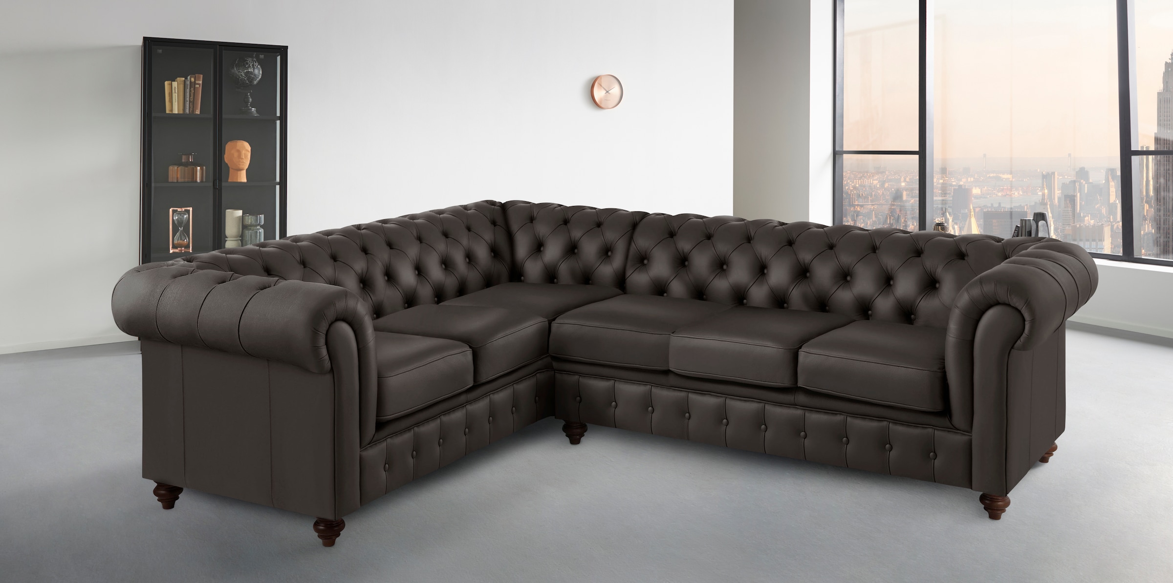 Home affaire Chesterfield-Sofa »Chesterfield Ecksofa, auch in Leder L-Form«, hochwertige Knopfheftung, langer Schenkel links oder rechts wählbar