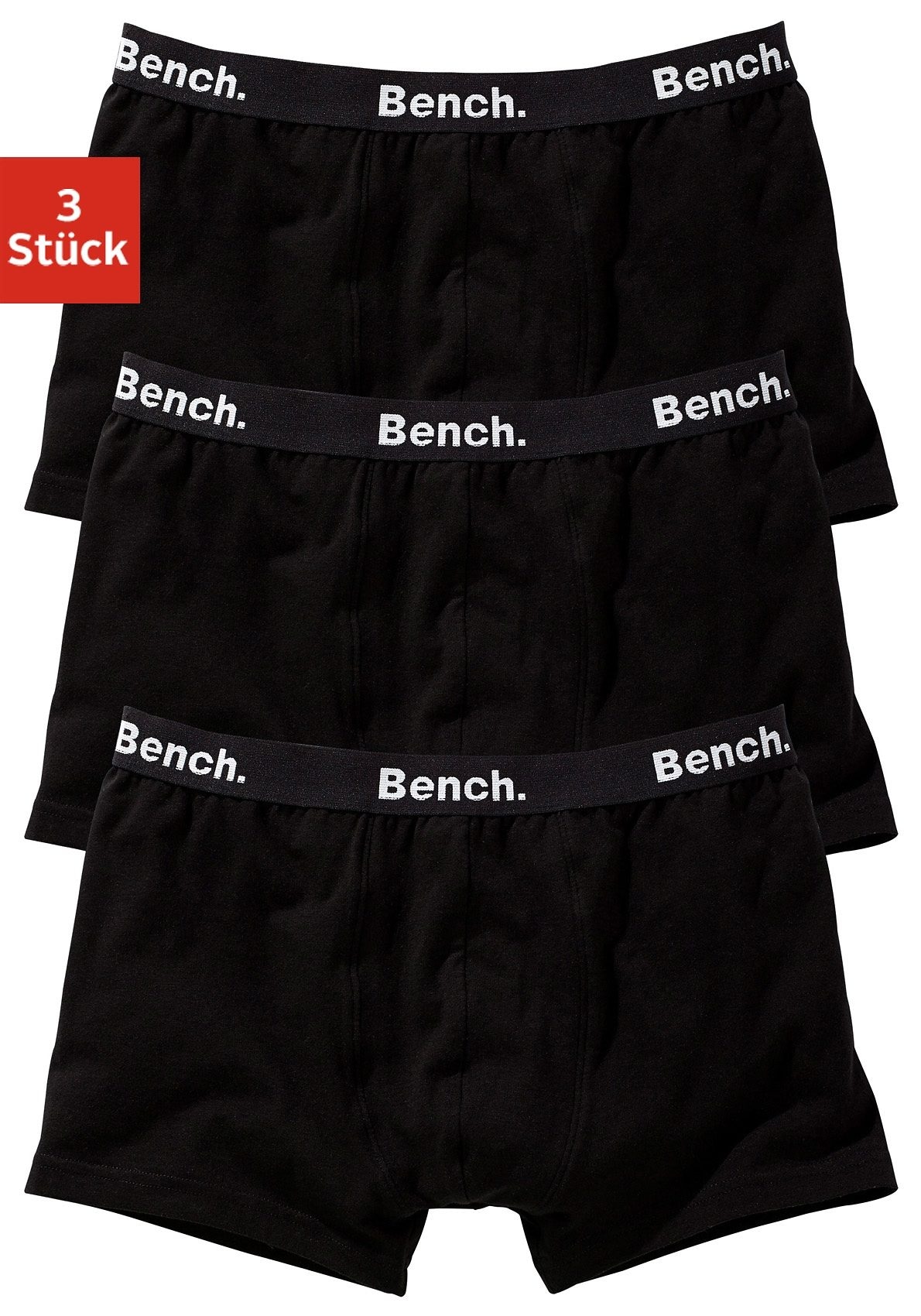 Bench. Boxer "Boxershorts für Jungen" Packung, 3 Stk. unifarben, mit Logoschriftzügen, Baumwollmischung