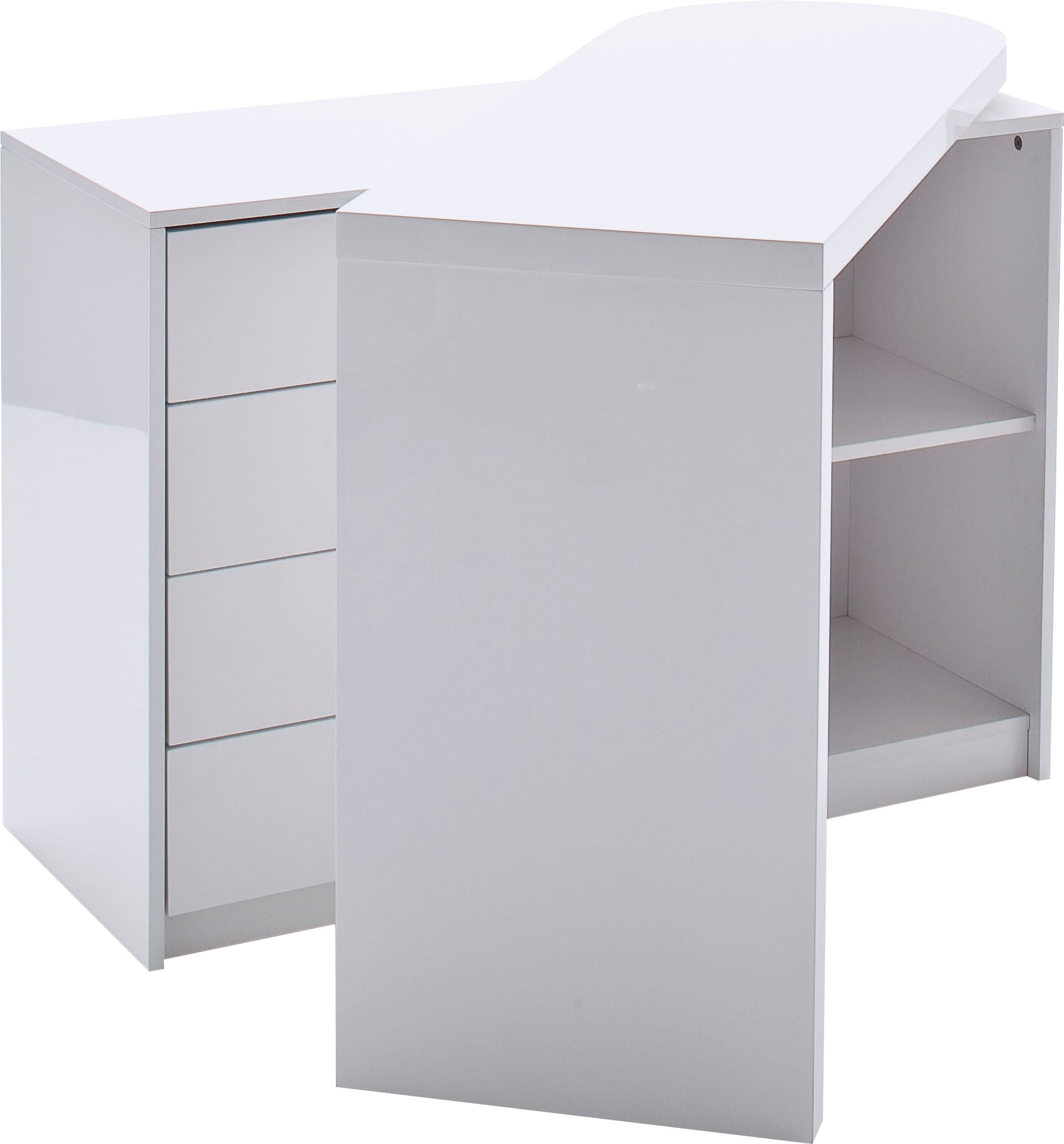 BAUR Weiß Schwenkbar kaufen Schreibtisch furniture Hochglanz | »Matt«, MCA Tischplatte mit Regalschrank,