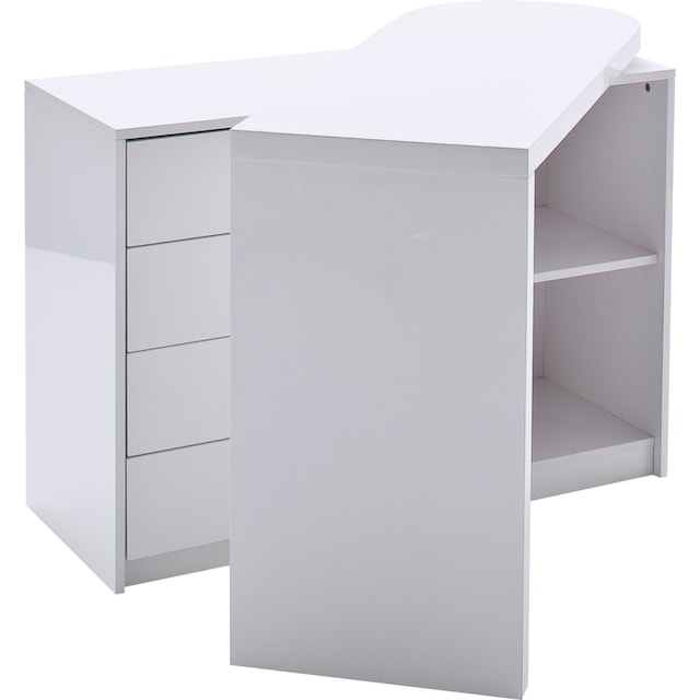 MCA furniture Schreibtisch »Matt«, Weiß Hochglanz mit Regalschrank,  Tischplatte Schwenkbar kaufen | BAUR