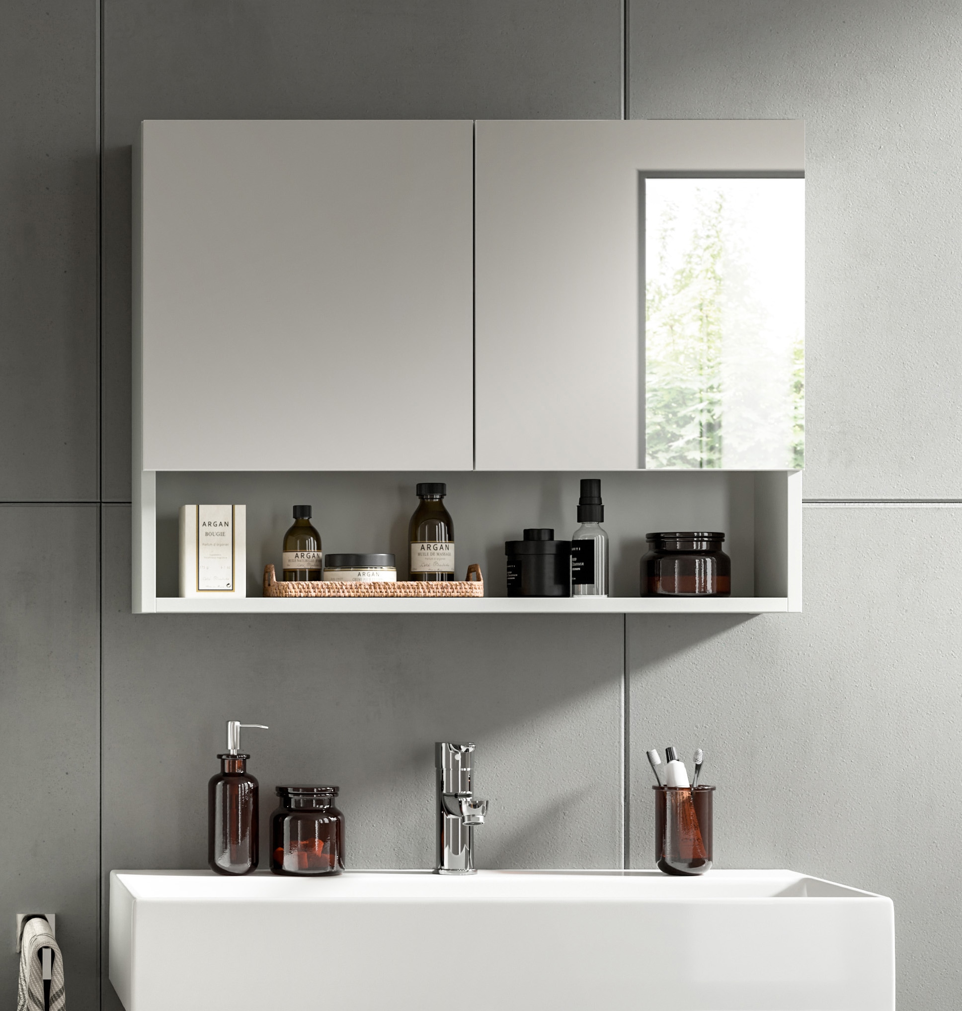 welltime Spiegelschrank »Calcio, Breite 74 cm, 2 Spiegeltüren, 1 Einlegeboden, 3 Fächer«, Badschrank, Bad-Möbel, Badezimmer