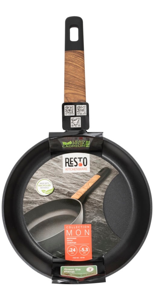 RESTO Kitchenware Bratpfanne »Mon, Universalpfanne antihaftbeschichtet und spülmaschinenfest« Aluminium 1 Stk. tlg. mit verstärktem Boden und ergonomischem Griff in Holzoptik