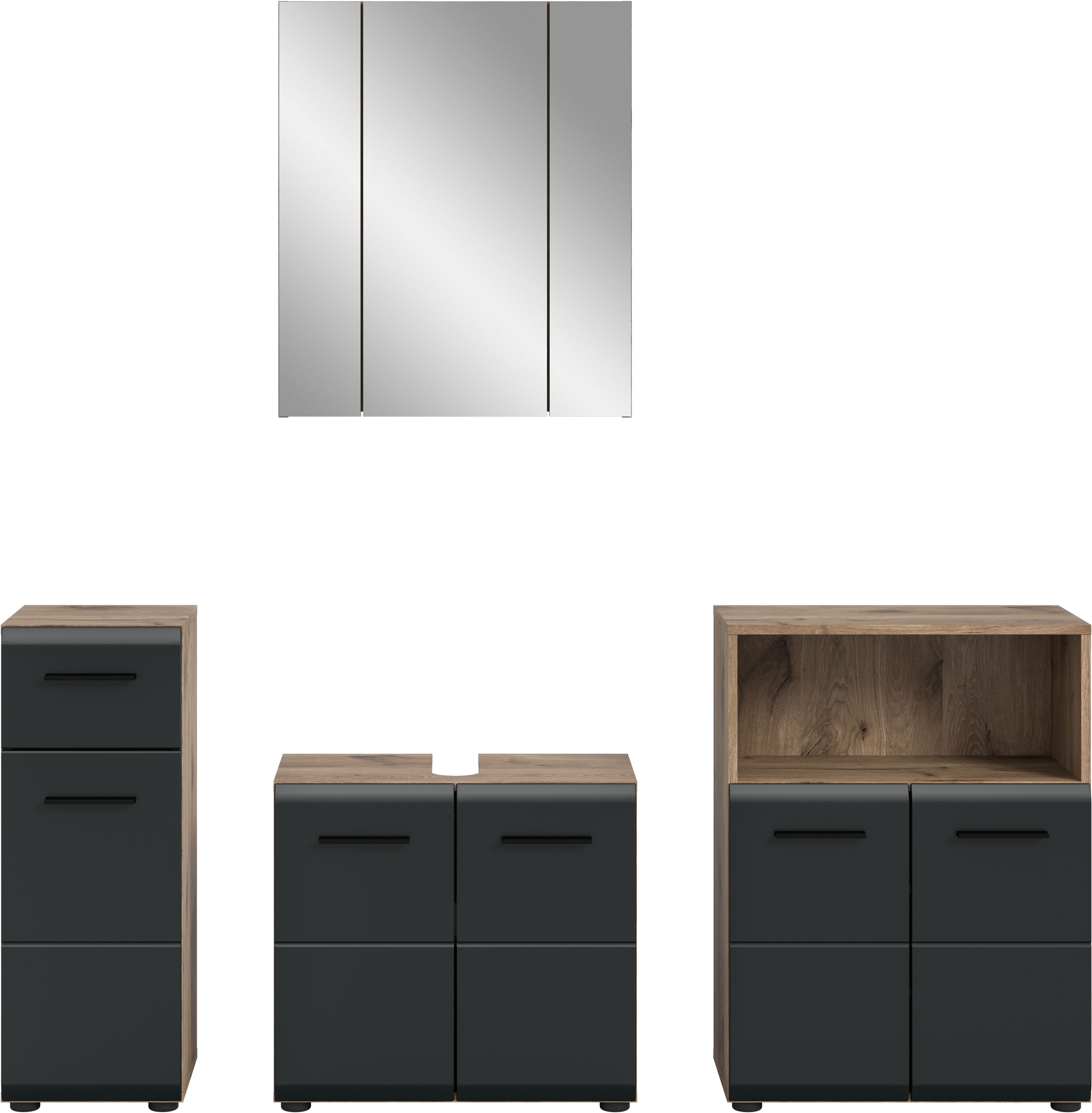 Thumbnail - welltime Badmöbel-Set "FLORENZ, TOPSELLER, 4-teilige Badkombination, hochwertige MDF-Front" Set, Unterschrank, Waschbeck...