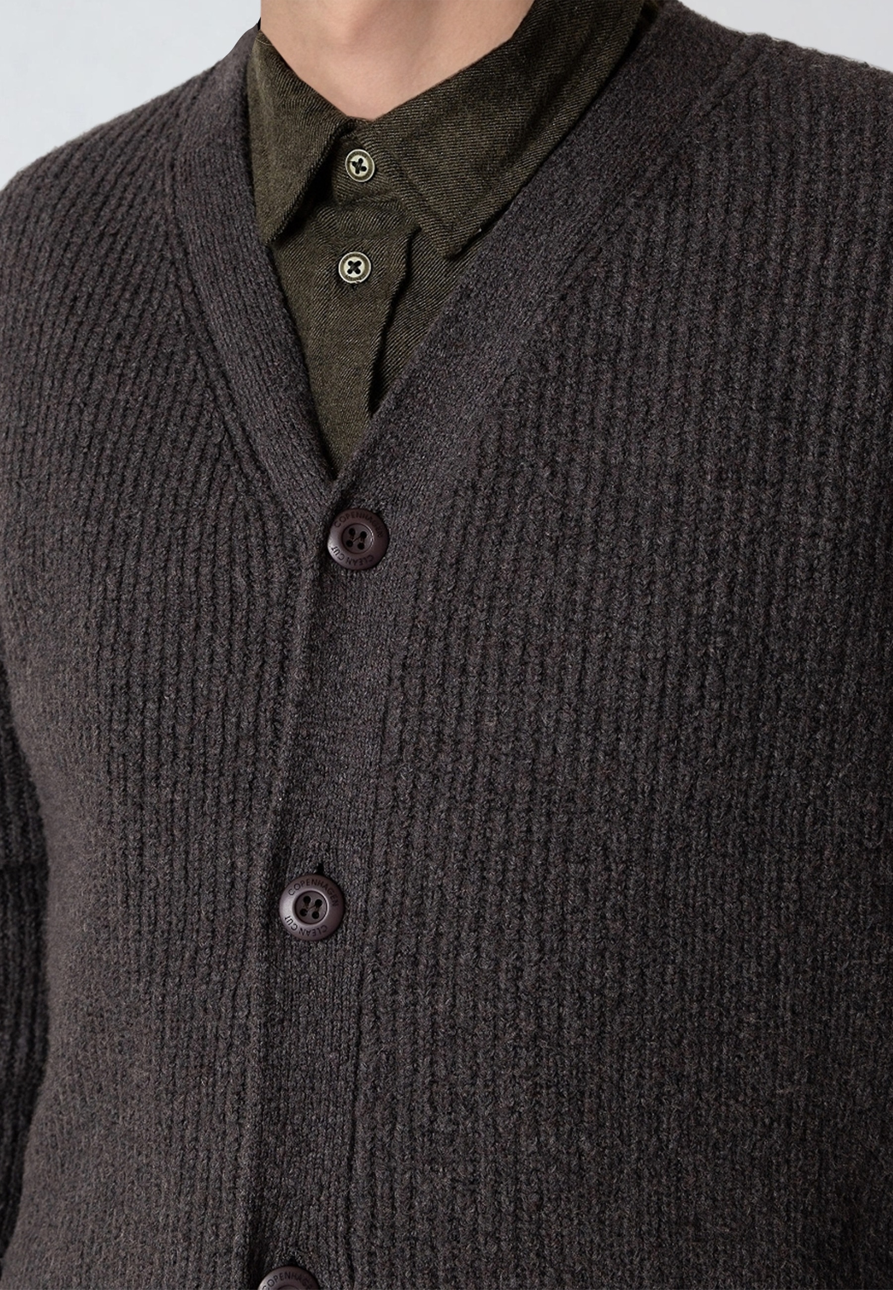 Clean Cut Copenhagen Strickfleecejacke »Clean Cut Copenhagen Brooks Cardigan« 1 Stk. tlg. ohne Kapuze