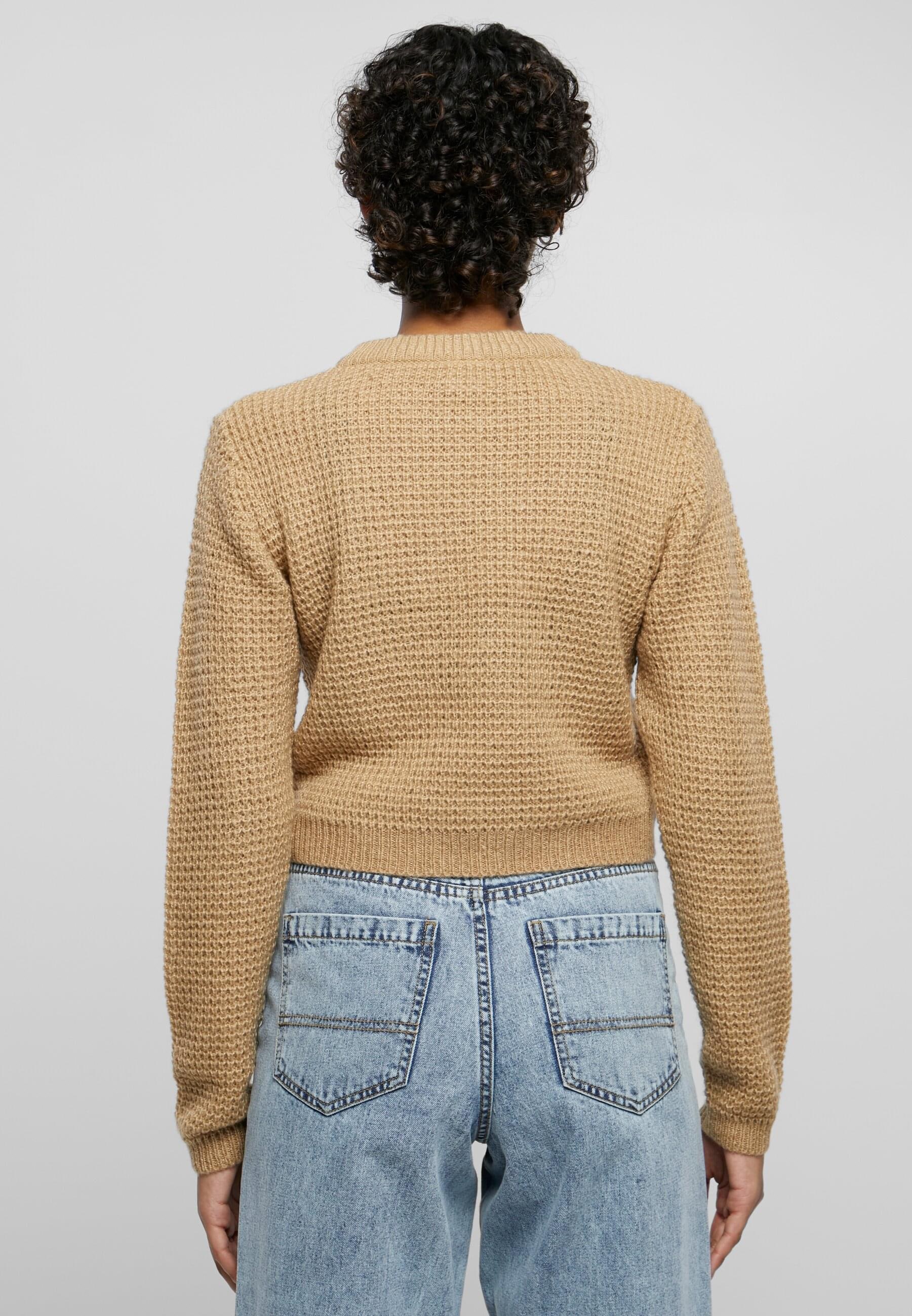 URBAN CLASSICS Rundhalspullover »Urban Classics Damen Ladies Short Waffle Sweater«, (1 tlg.)