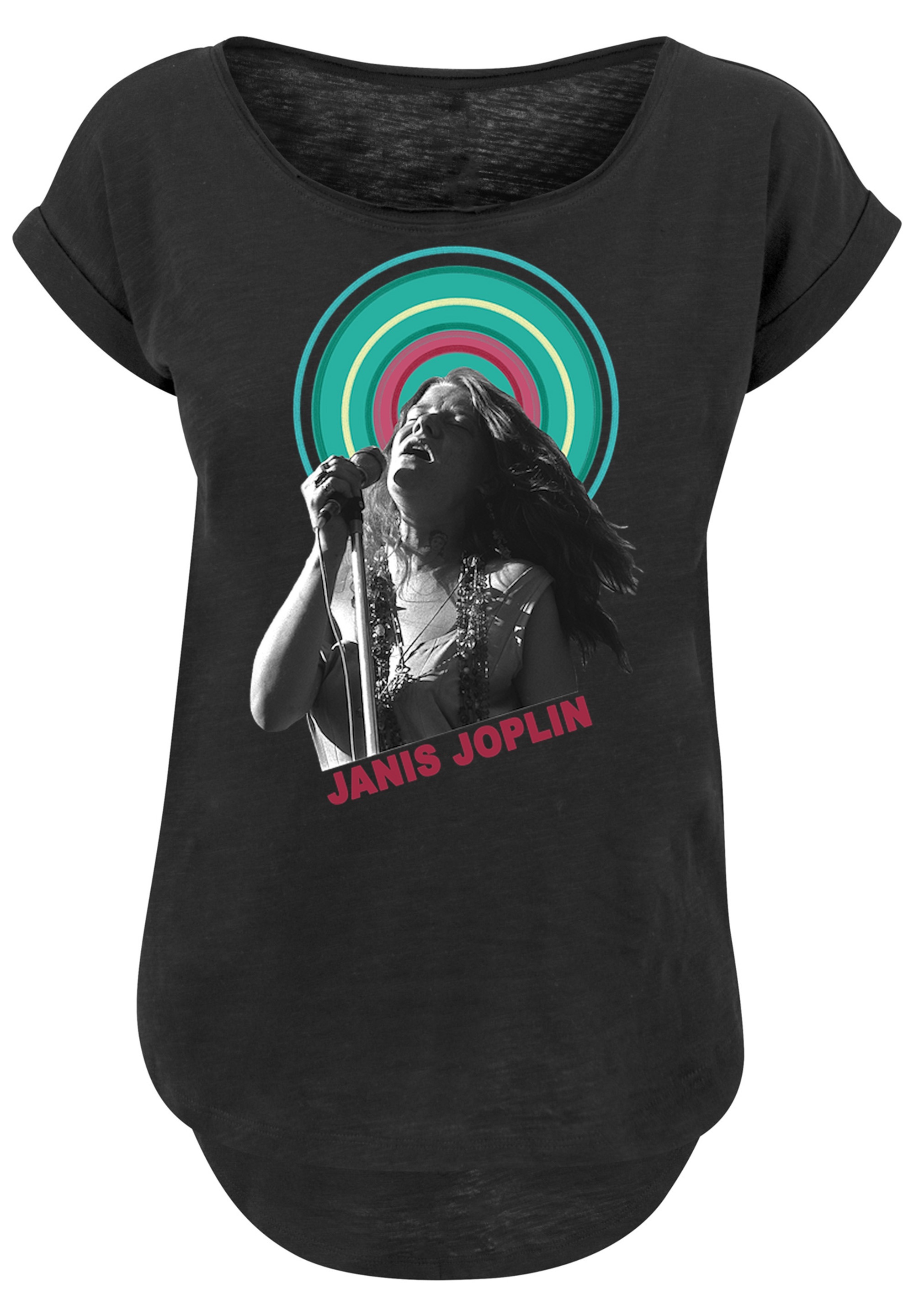 F4NT4STIC T-Shirt »Long Cut T-Shirt 'Janis Joplin Halo Photo'«, Damen,Premium Merch,Lang,Longshirt,Bandshirt