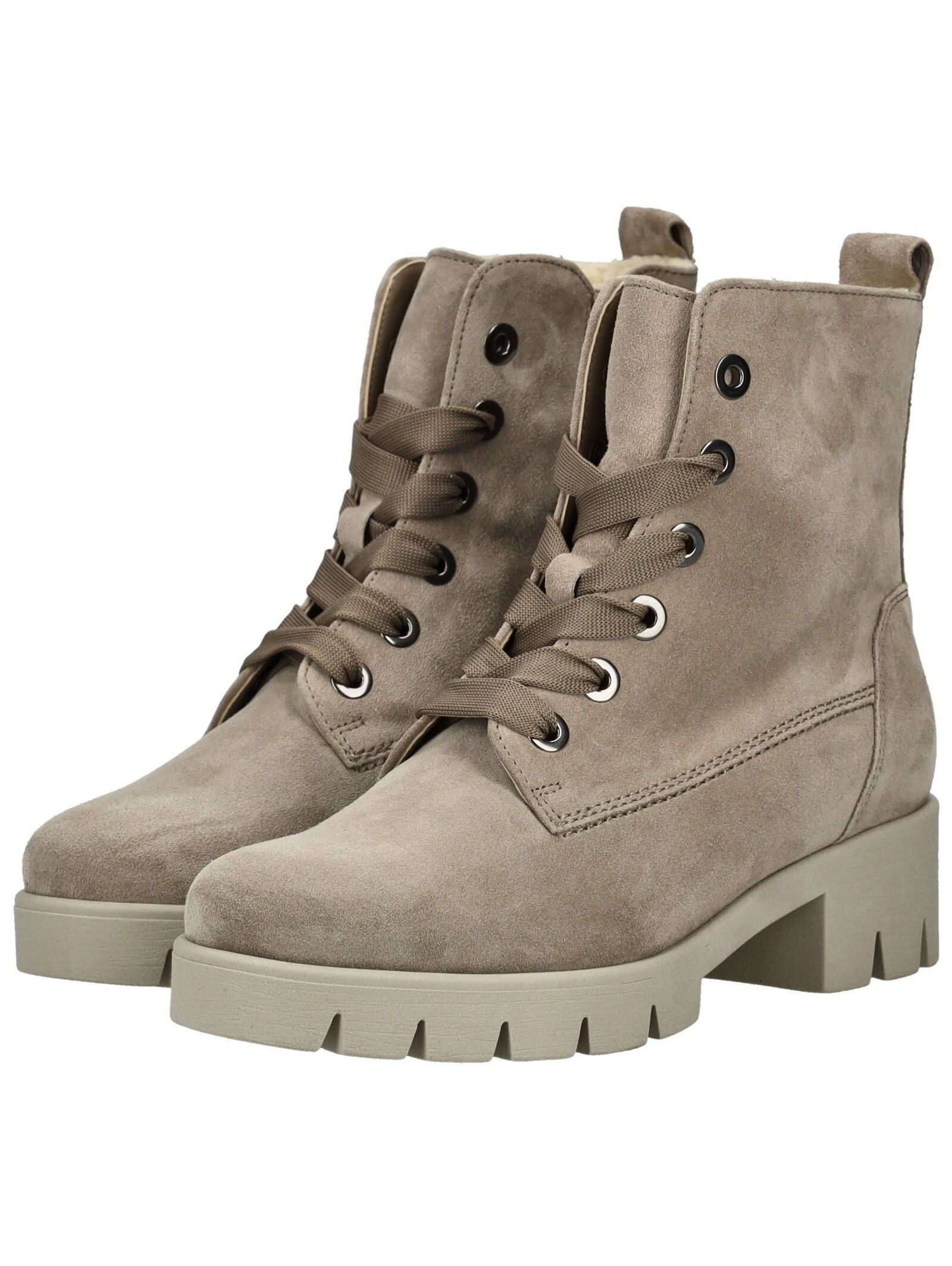 Schnürstiefelette GABOR "Gabor Stiefelette Veloursleder", Damen, Gr. 38,5, kiesel, Veloursleder, Schuhe Schnürstiefelette 3