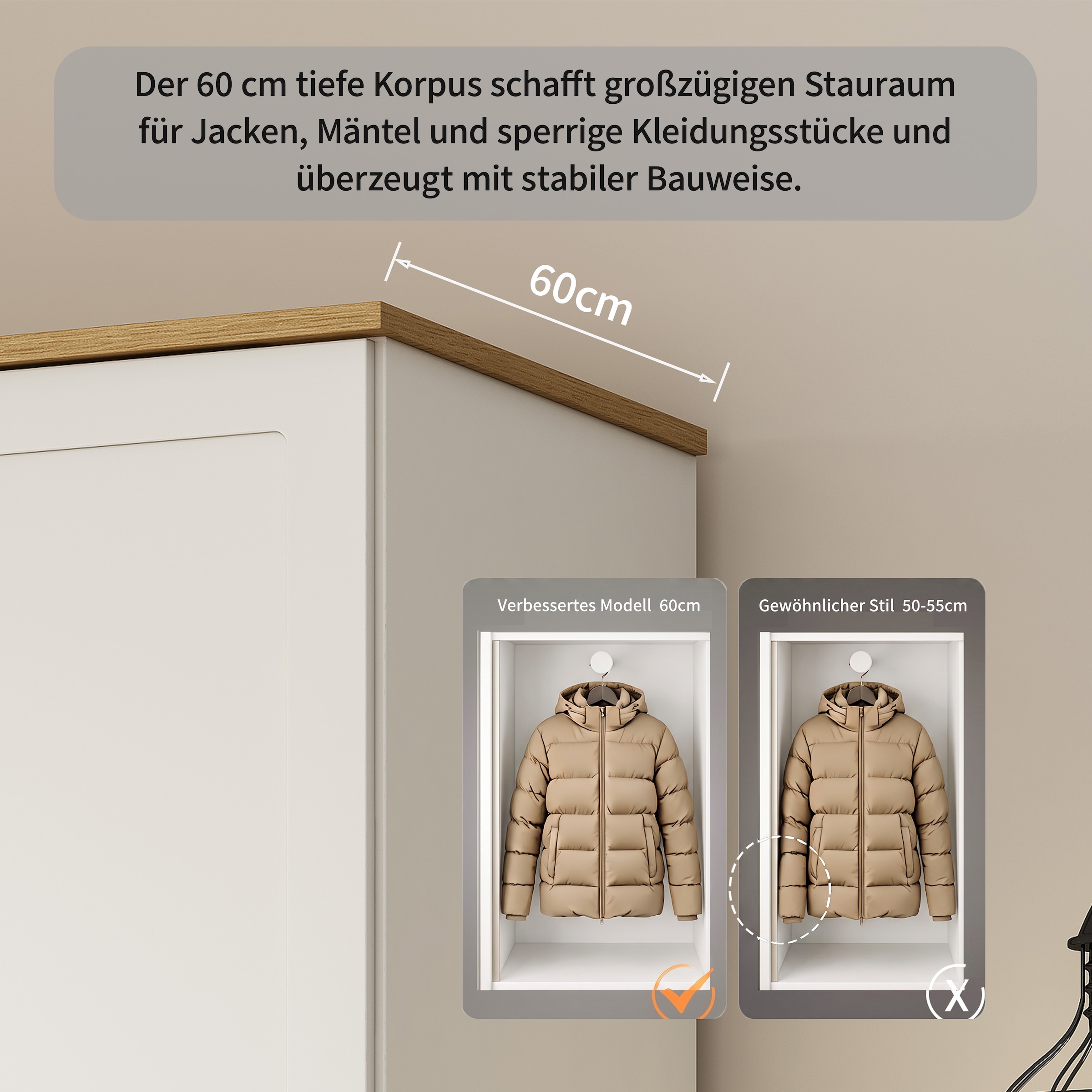OTTO home Kleiderschrank »EZZON-KS« Landhaus Design Schlafzimmerschrank mit Verzierungen und Spiegel