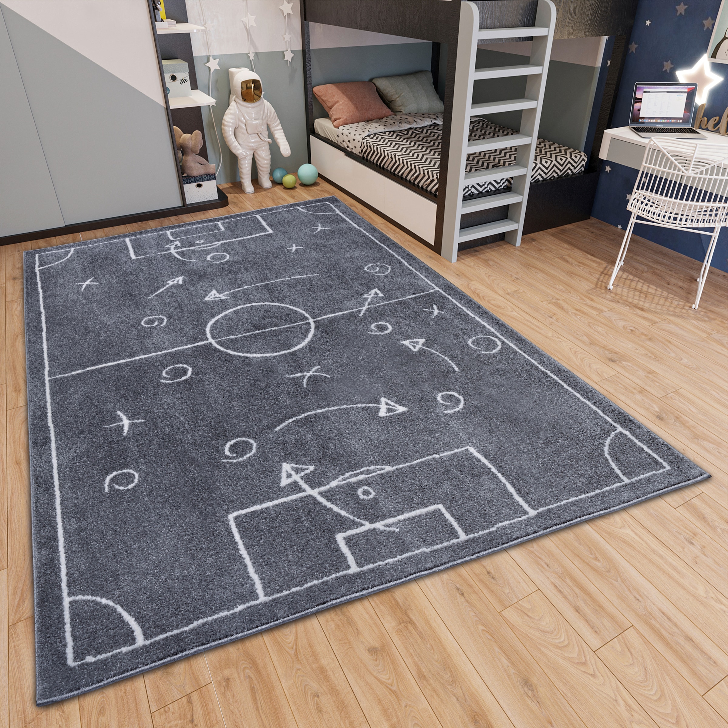 HANSE Home Kinderteppich "Adventures Gameplan" rechteckig 7 mm Höhe Spielteppich, fest, Kinderzimmer, Fußball, Spielunterlage