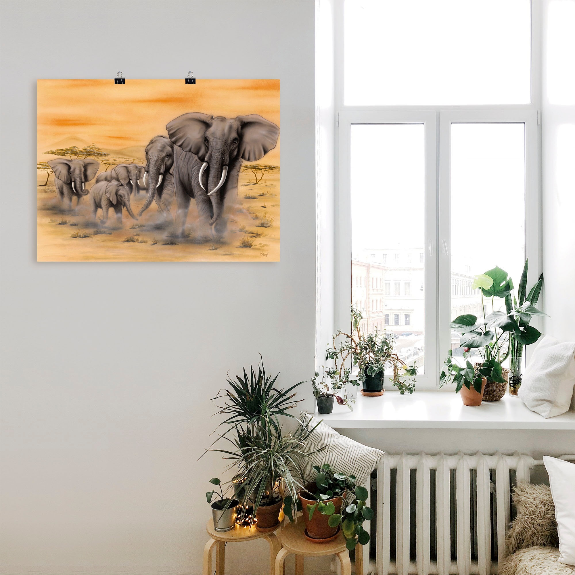 Artland Wandbild »Steppenelefanten«, Elefanten Bilder, BAUR Größen (1 in oder versch. Poster St.), bestellen als | Leinwandbild, Wandaufkleber Alubild