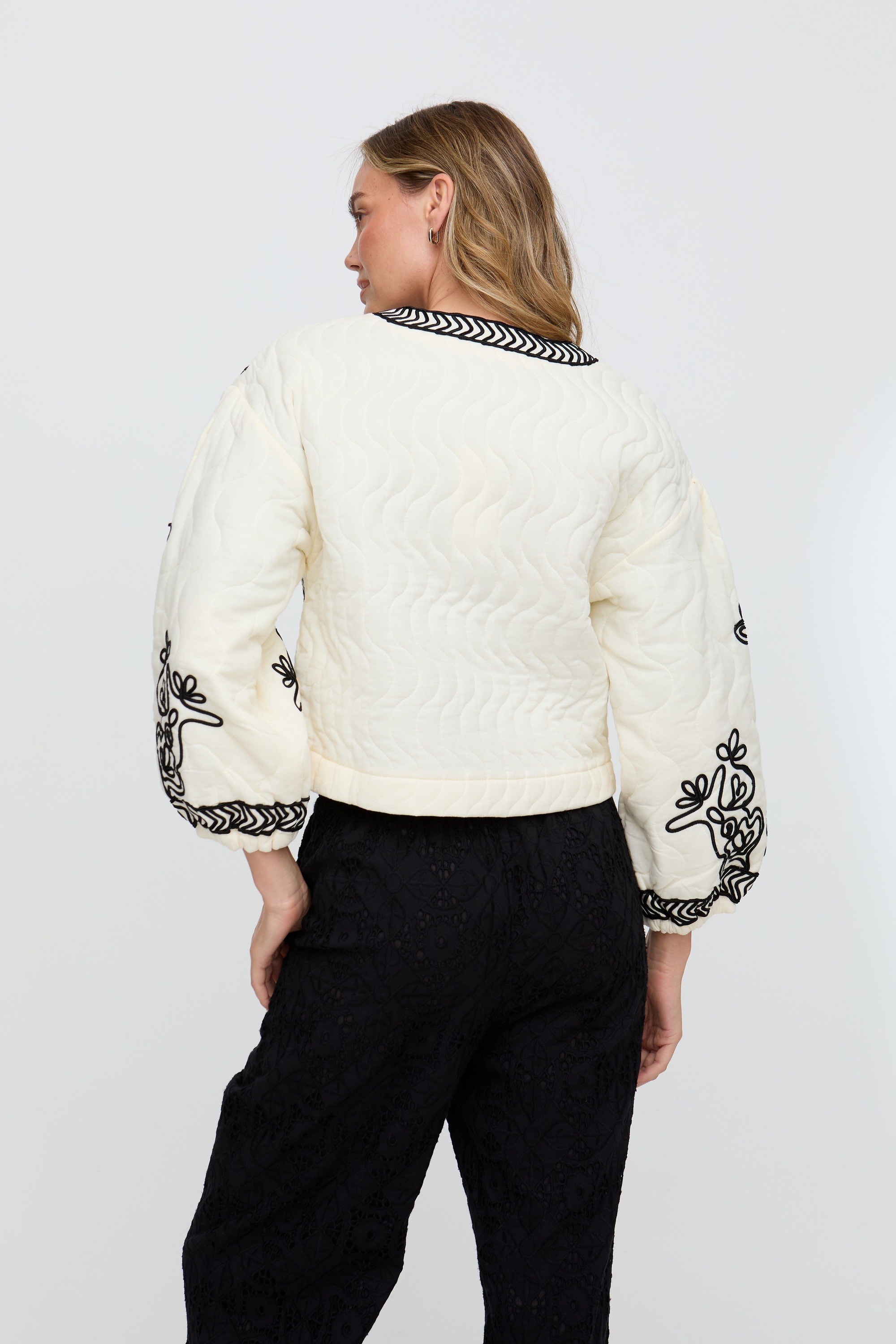 RAFFYA Bolerojacke »Felicity Palm Print Reversible Jacket Damen« ohne Kapuze