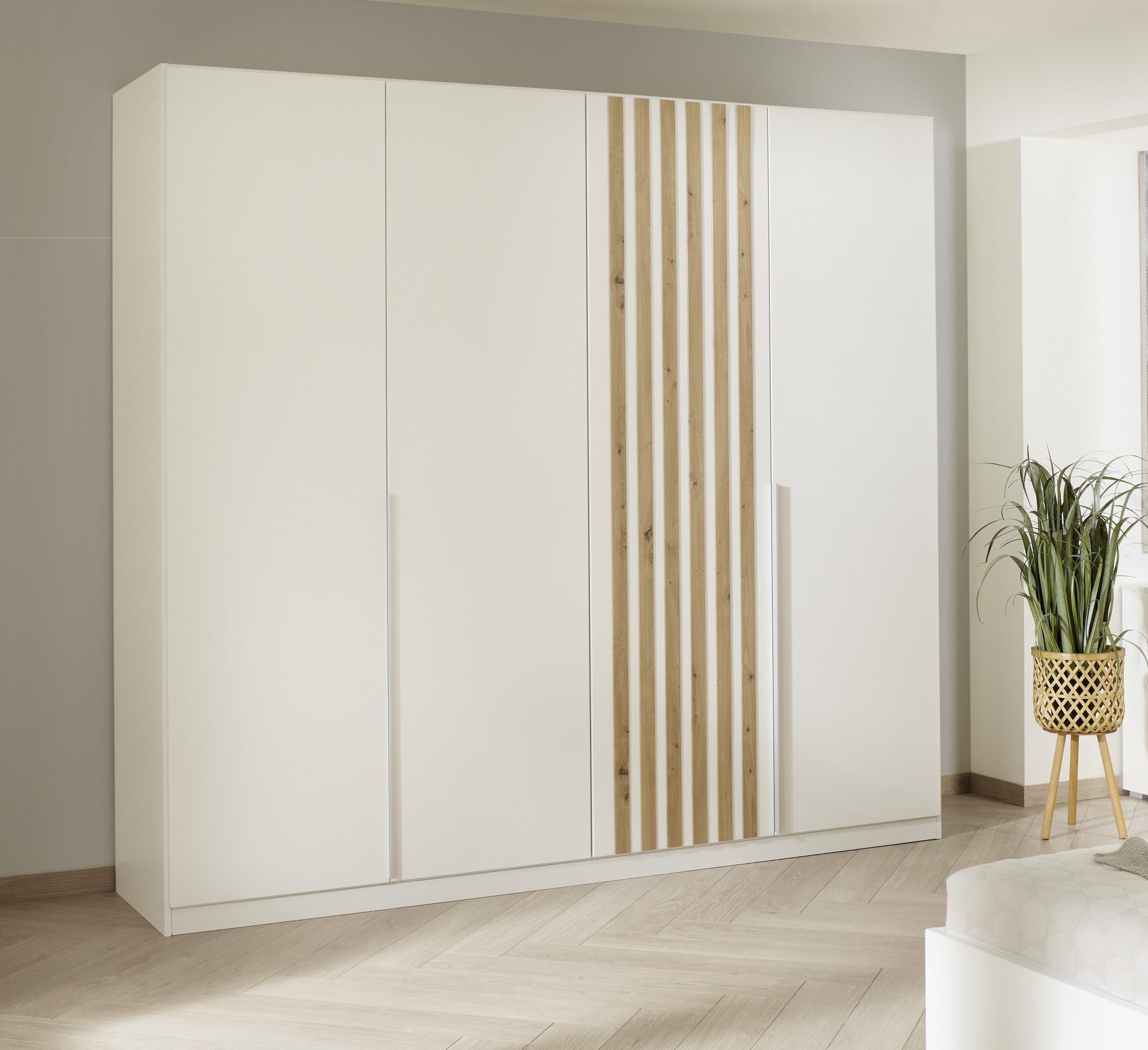 rauch Schlafzimmer-Set »Komplettzimmer Komplettschlafzimmer Komplett Set LAMELLA« Set, Schrank 226cm Bett 160/180cm in 3 Ausstattungen BASIC/CLASSIC/PREMIUM, 4 tlg. tlg.