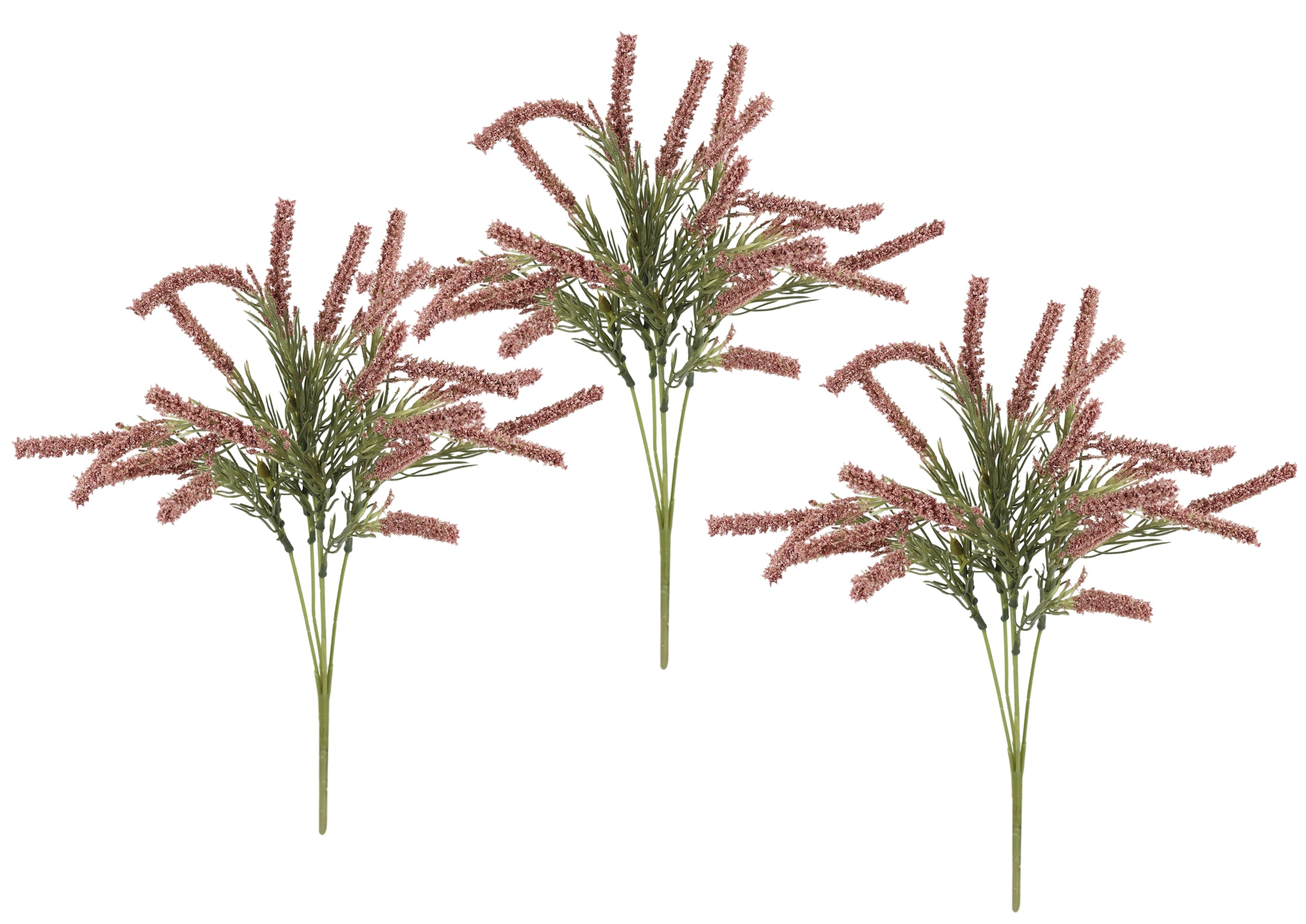 I.GE.A. "Erikabusch 3er Set" 35cm Erika Heidenkraut Strauch Bouquet Tischdeko Pflanze Herbstdeko