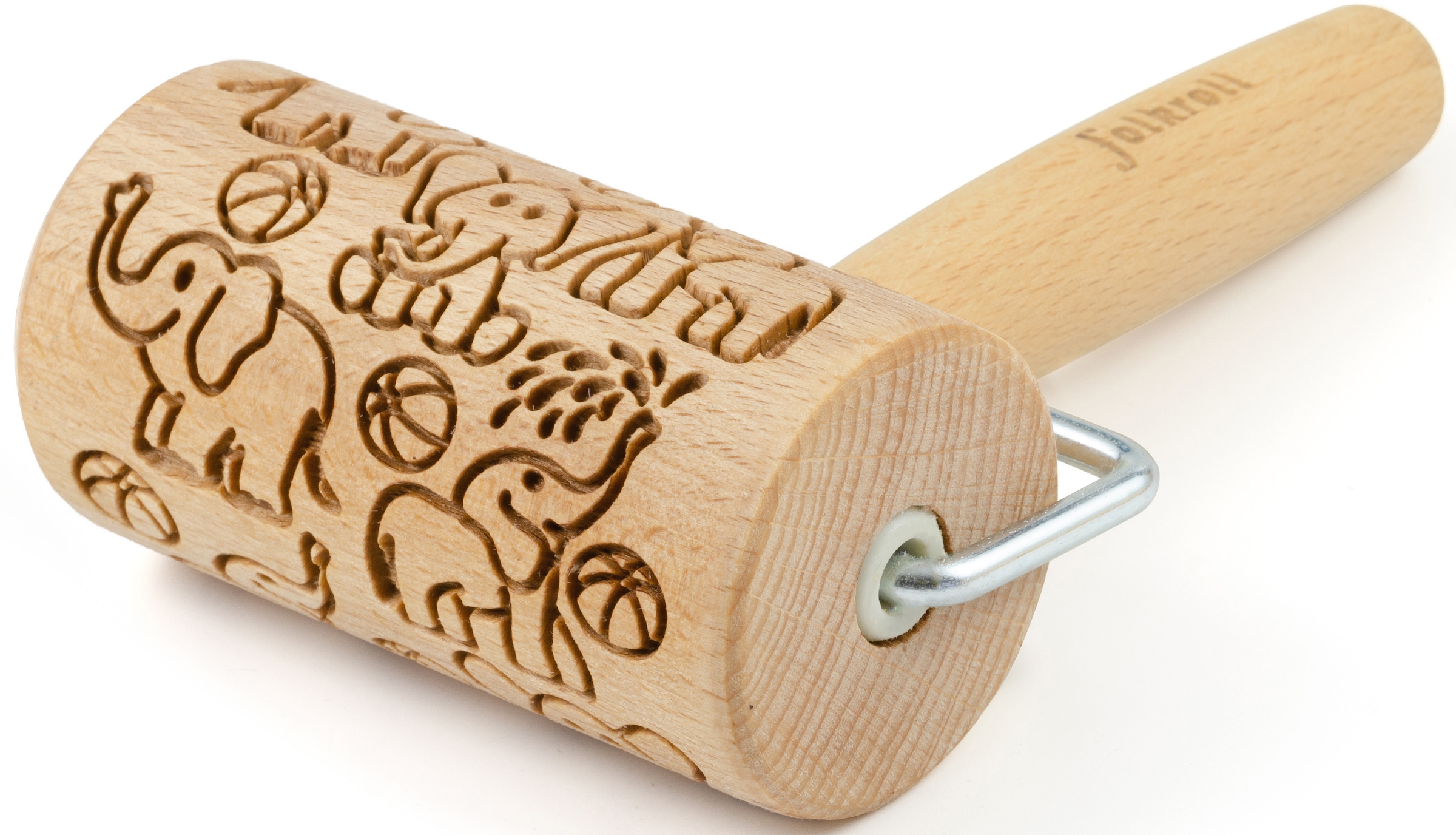 FOLKROLL Teigroller "Elefanten", 16,5cm, braun, Teigroller, Keksteig im Handumdrehen mit Motiv versehen