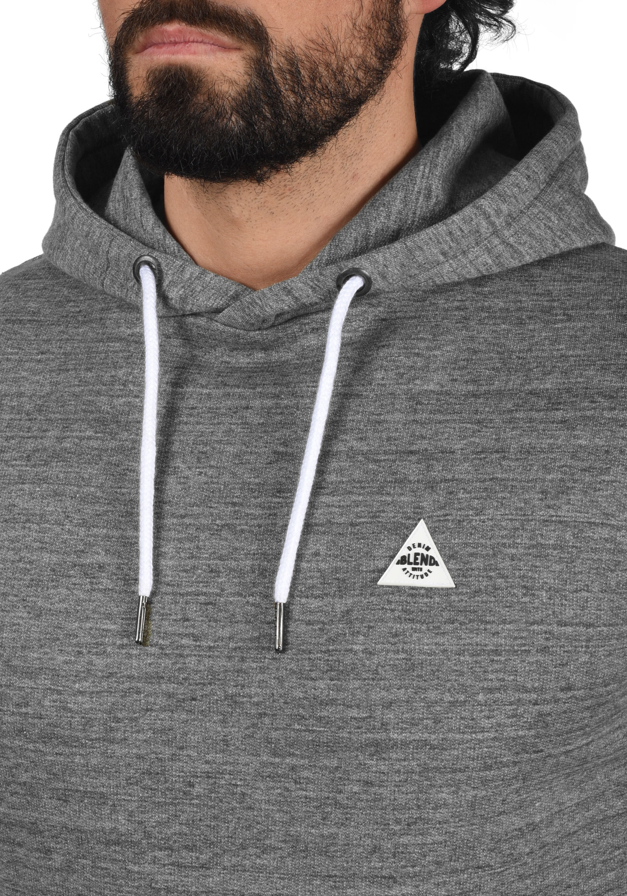 Kapuzenpullover BLEND "BHHenner", Herren, Gr. XXL, pewter mix, Sweatware, 60% Baumwolle, 40% Polyester, regular fit, ohne Ausschnitt, eingesetzt, Pullover Kapuzenpullover, Lässiger Hoodie mit Kapuze und Kängurutasche 3