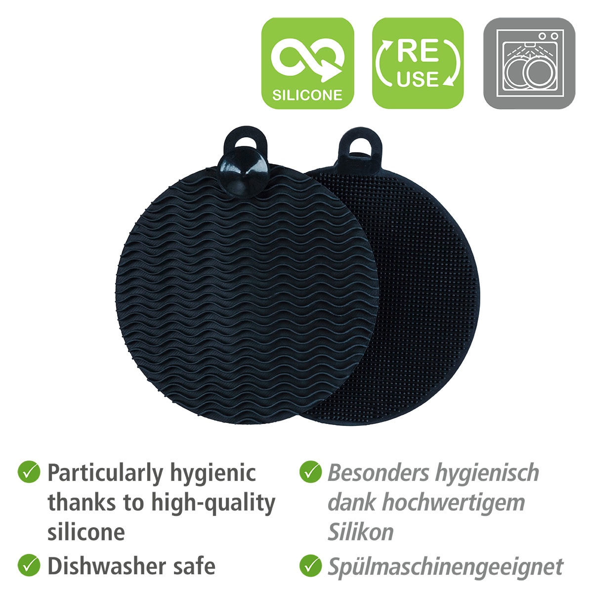 WENKO Küchenorganizer-Set »Black Outdoor Kitchen spül-Set«, (Set, 3 tlg.), Seifenspender und 2 Schwämme