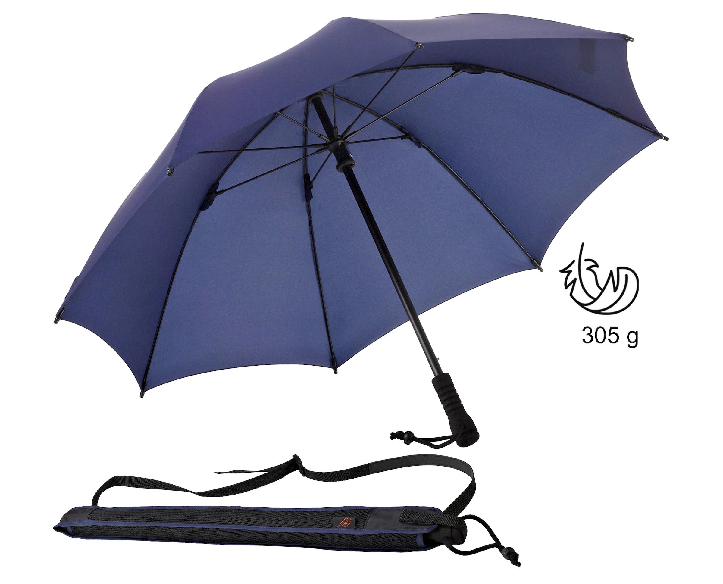 EuroSCHIRM Stockregenschirm "Swing", geringes Gewicht, mit Schultertragegurt an der Hülle