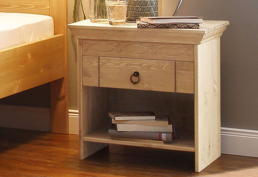 OTTO home Nachtkommode "Indra" Nachttisch mit dekorativen Fräsungen, Breite günstig online kaufen