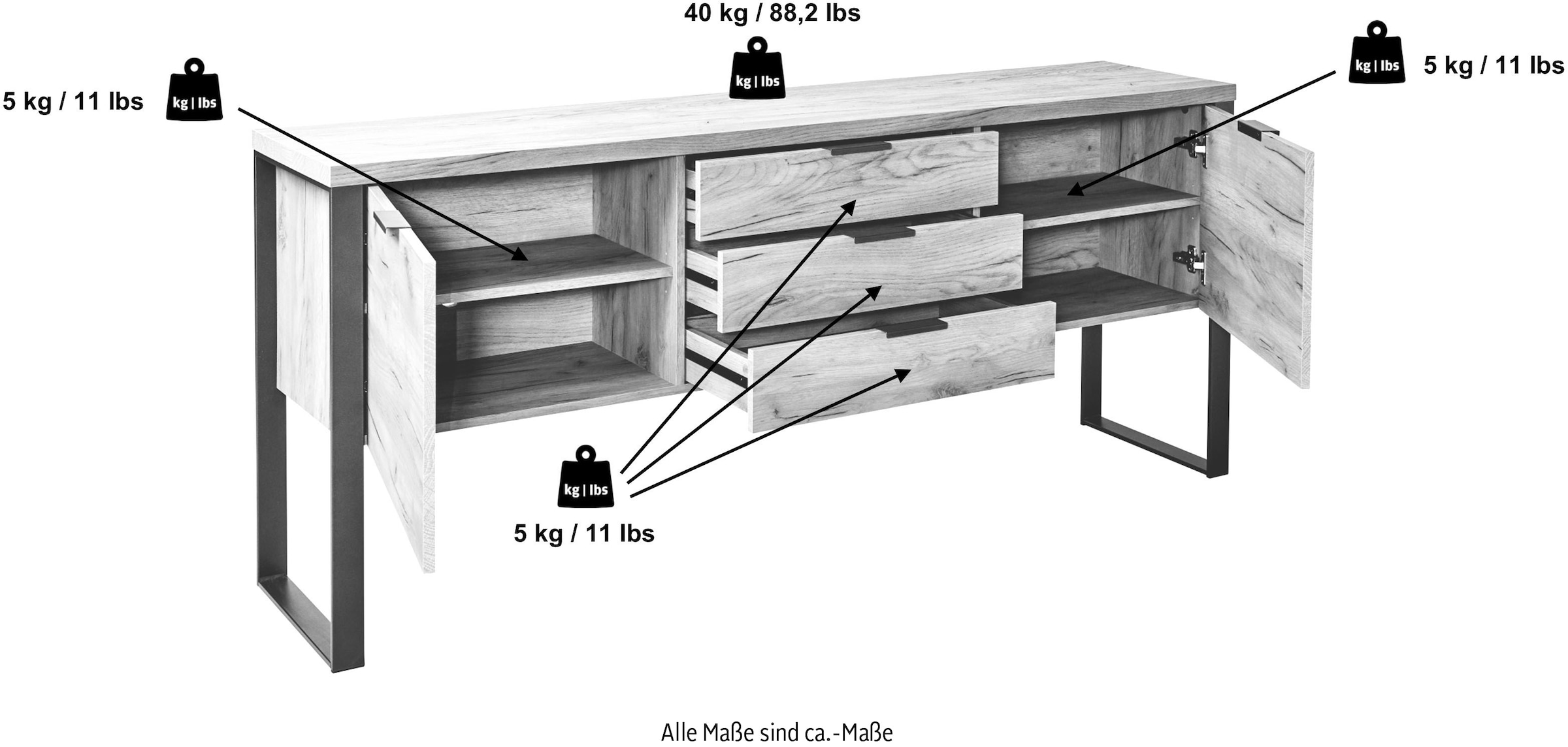 Jahnke Sideboard »LOOP«, Breite ca. 180 cm