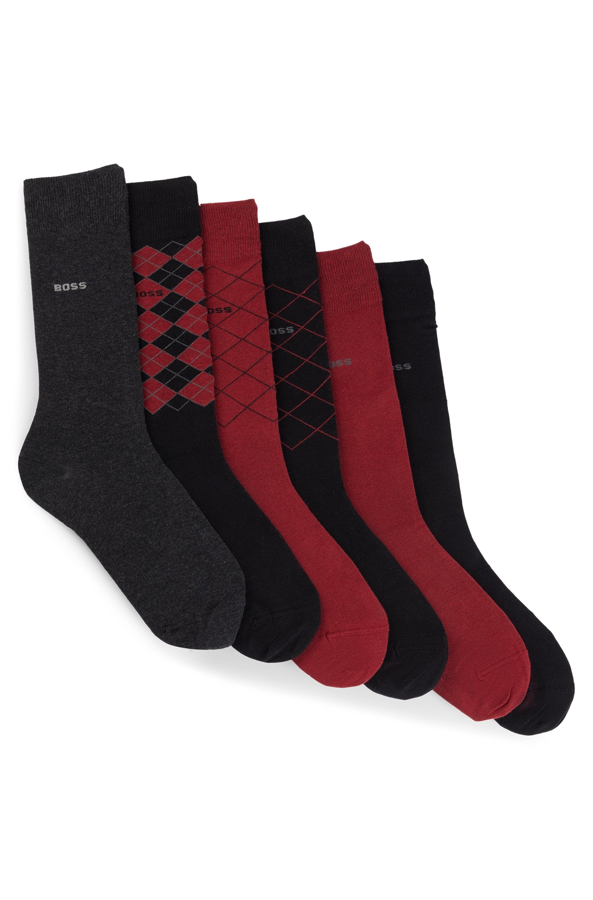 BOSS Businesssocken "6P RS GIftDesign", (Packung, 6 Paar), mit Rautenmuster günstig online kaufen