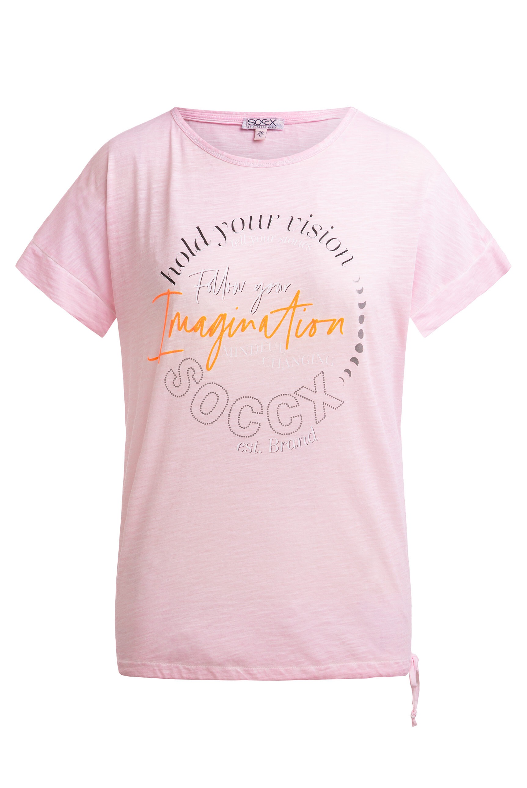 SOCCX Rundhalsshirt mit Bindeband am Saum günstig online kaufen