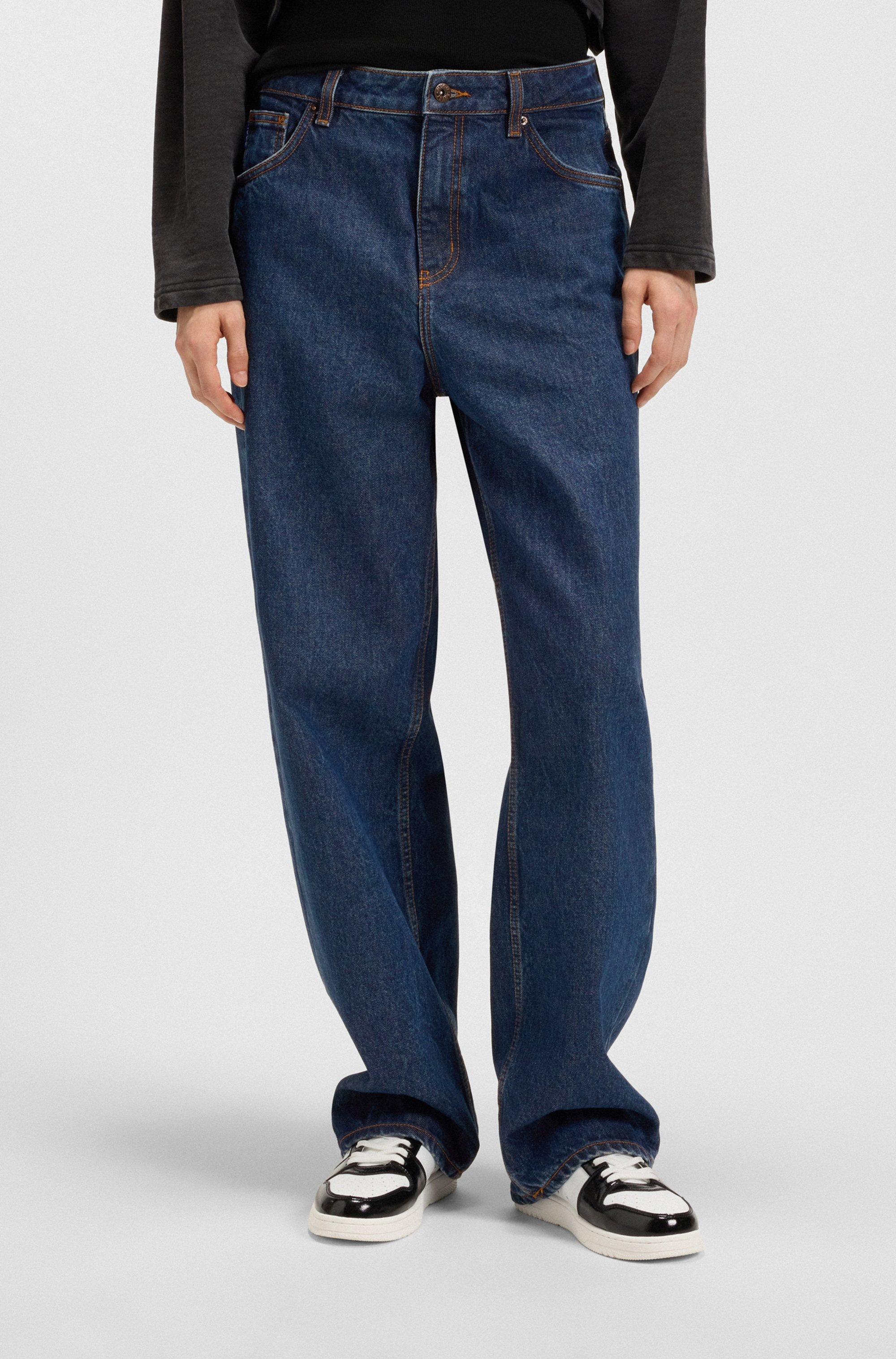 HUGO Blue Relax-fit-Jeans "Leni", mit charakteristischer Stickerei günstig online kaufen