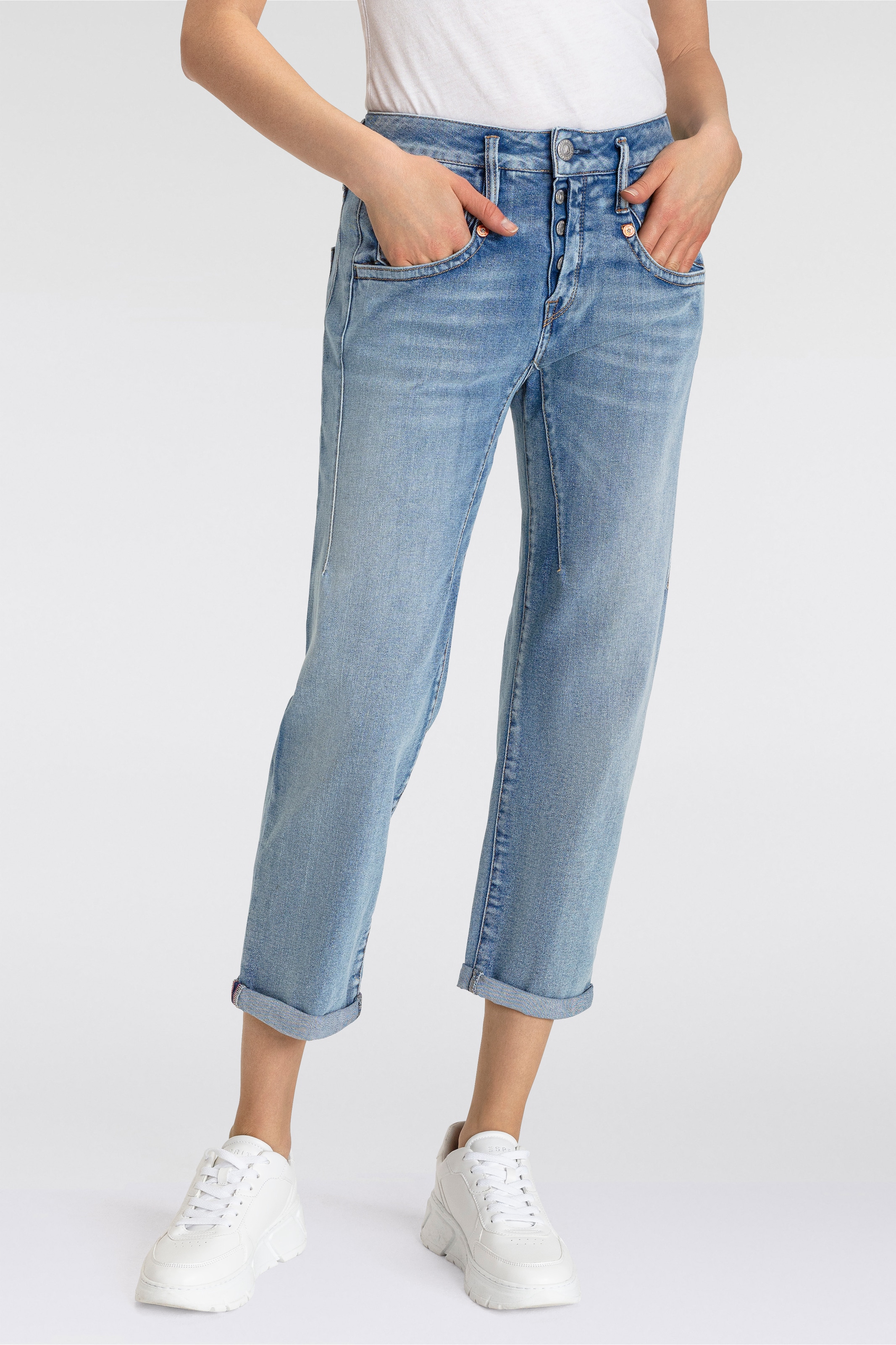 Herrlicher 7/8-Jeans "Shyra Tap Denim", mit Abnähern vorn günstig online kaufen