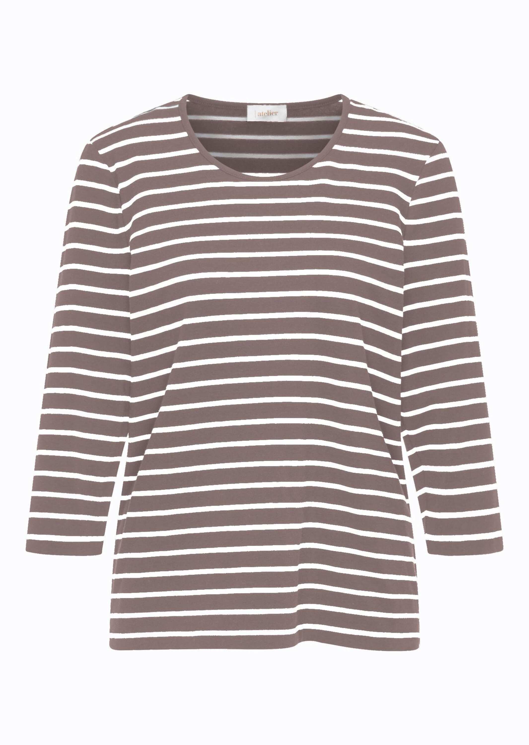 GOLDNER 3/4-Arm-Shirt "Kurzgröße Jerseyshirt mit Rundhals" Garngefärbte und dadurch farbbeständige Ringel
