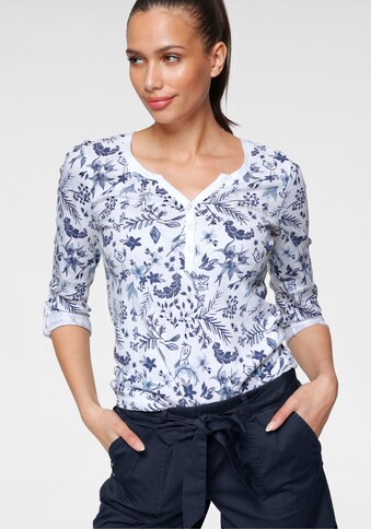 KangaROOS Shirtbluse, mit Turn-up Ärmeln und blumigem Allover-Druck kaufen