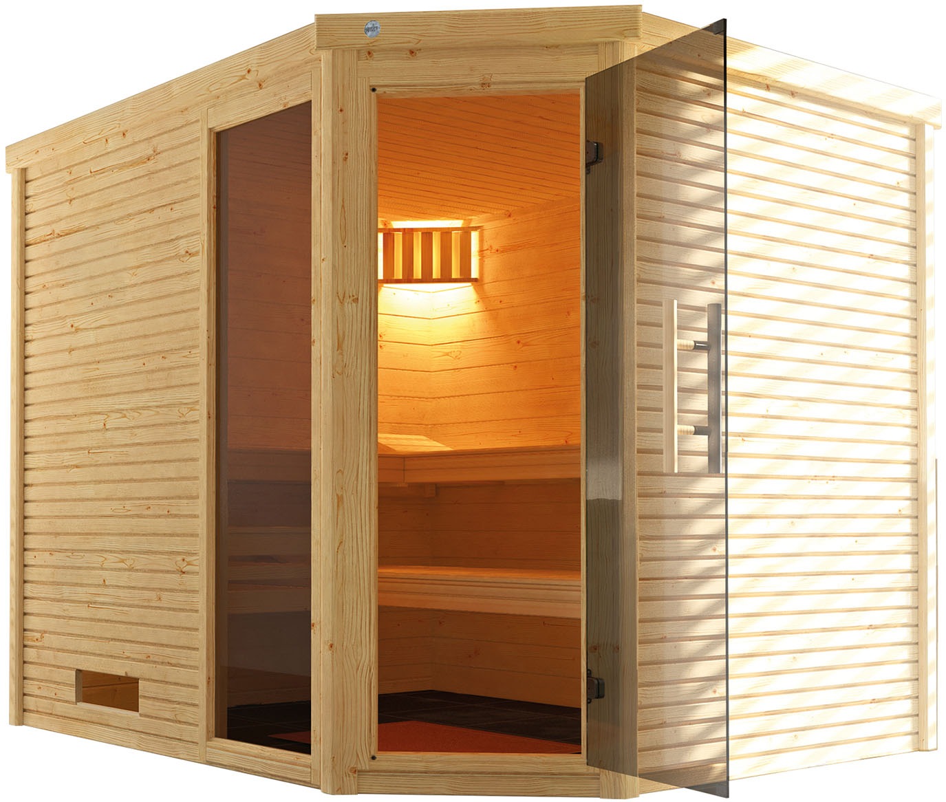 Sauna »Design-Sauna CUBILIS 3«, Blockbohlen im wekaLine-Profil