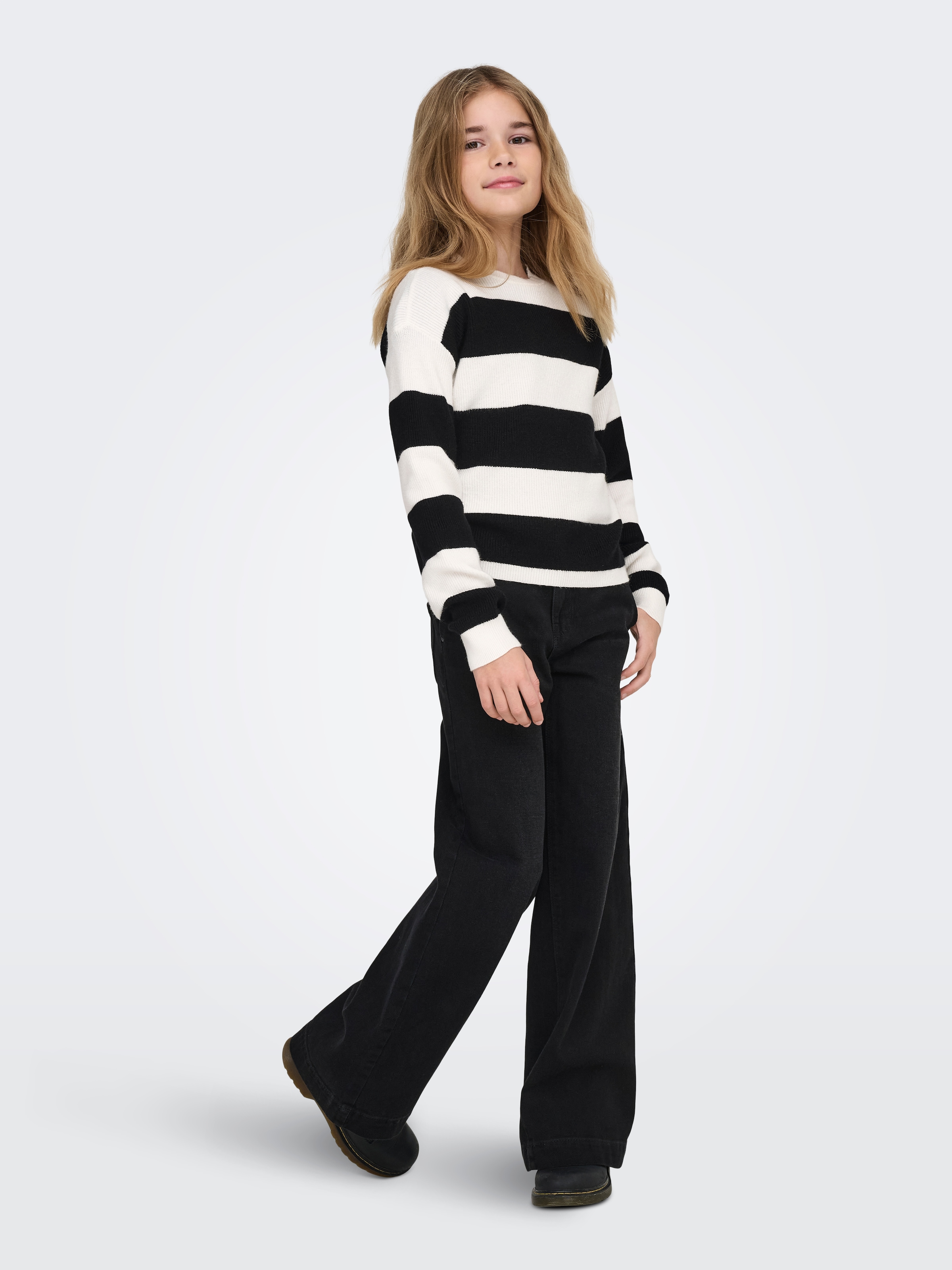 KIDS ONLY Strickpullover »KOGFRANCA SHORT L/S STRIPE KNT NOOS« Viskosemischung, loose fit