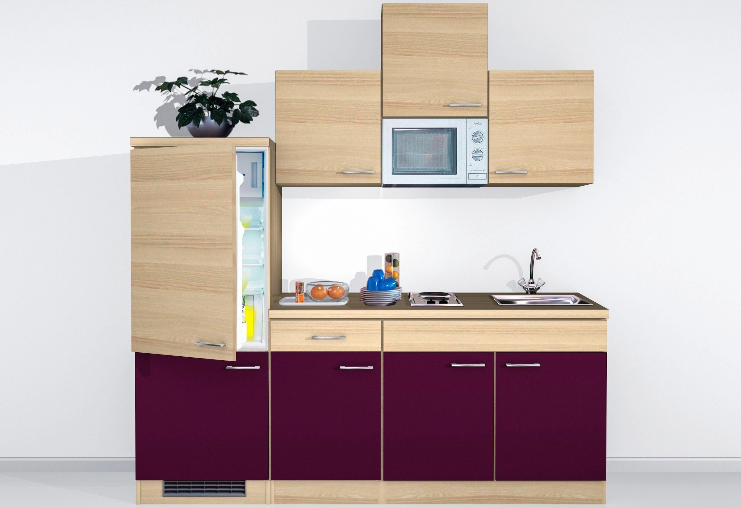Flex-Well Küchenzeile »Portland«, mit E-Geräten, Breite 210 cm