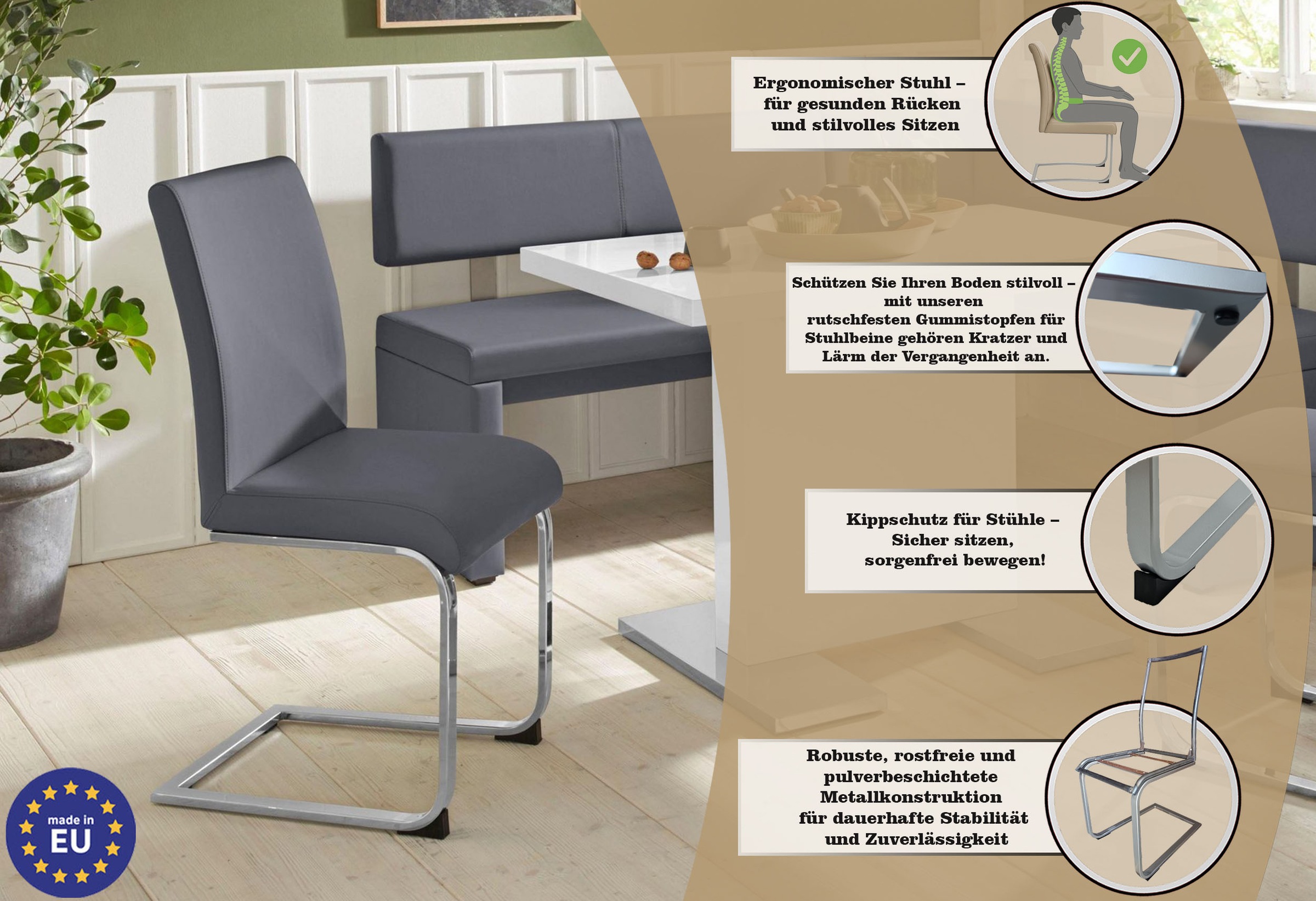 Thumbnail - Home affaire Freischwinger "Charissa" (Set) 2 Stk.Bezug in verschiedenen Qualitäten, maximale Belastbarkeit 120 kg