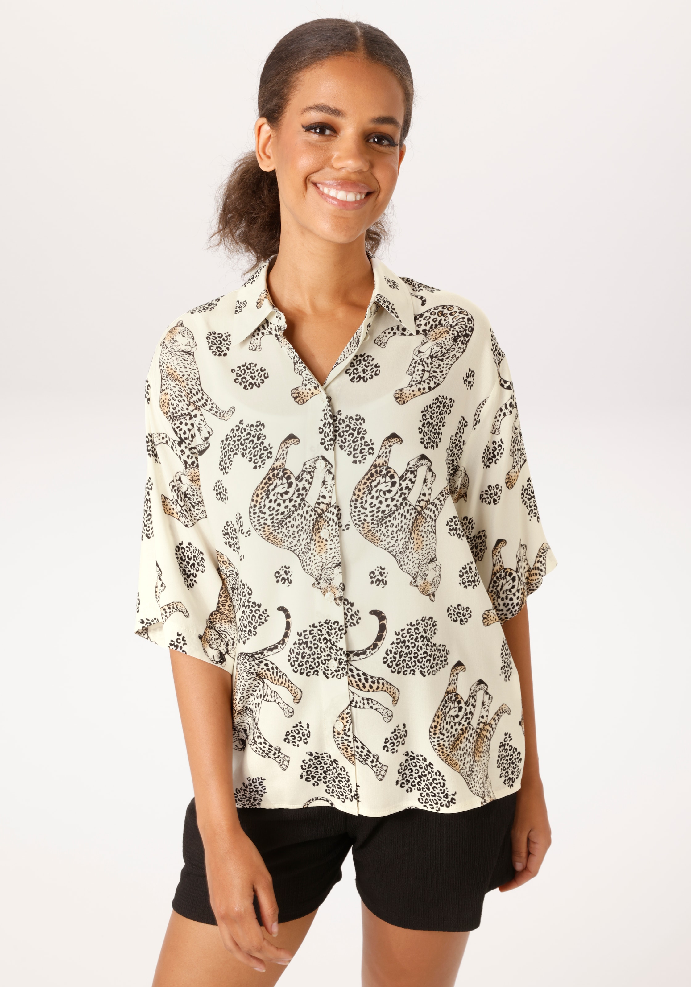 Aniston CASUAL Hemdbluse mit dekorativen Leoparden bedruckt - NEUE KOLLEKTI günstig online kaufen