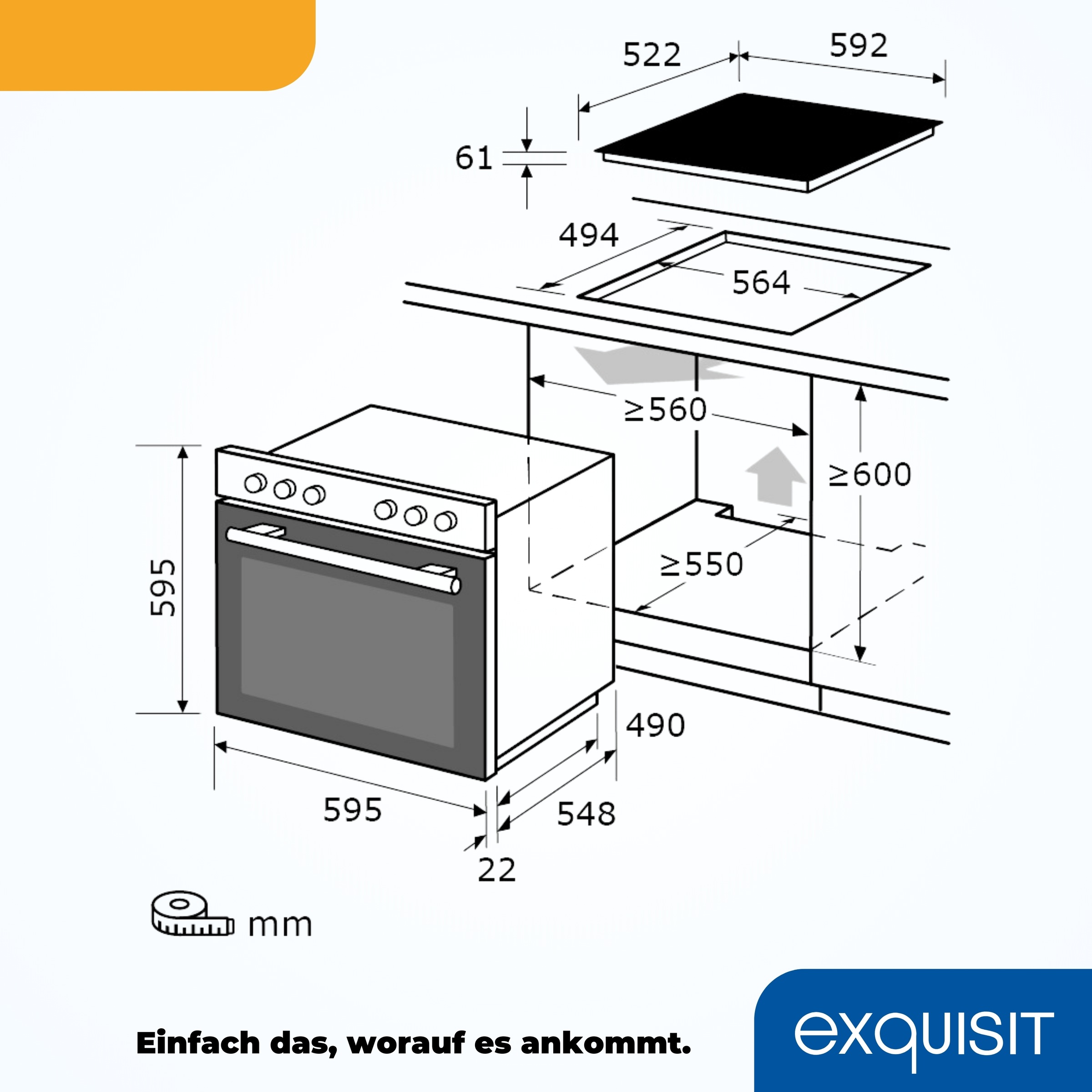 exquisit Elektro-Herd-Set »EHE285-HBZ-020schwarz«